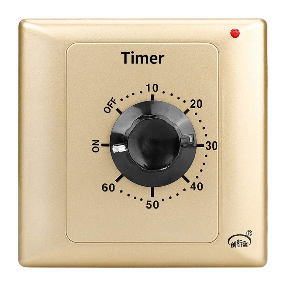 60 Minute Mechanical Timer Switch - Golden Spring Wound Countdown Timer with Automatic Shutoff | Wall Mount for Ceiling Lights, Water Pumps | Perfect for Home Automation, Energy Saving & Appliance Control