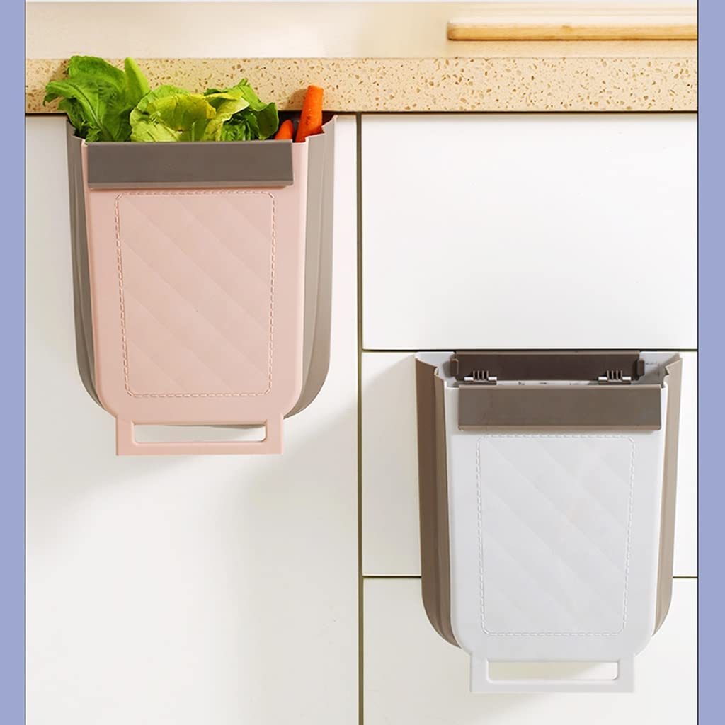 Collapsible Trash Can 10L - Foldable Wall Mounted Waste Bin for Kitchen, Bathroom, Office & Car | Space Saving Hanging Garbage Can | Durable Plastic Gray Dustbin (Perfect for Small Spaces, RVs & Under Cabinet Use)