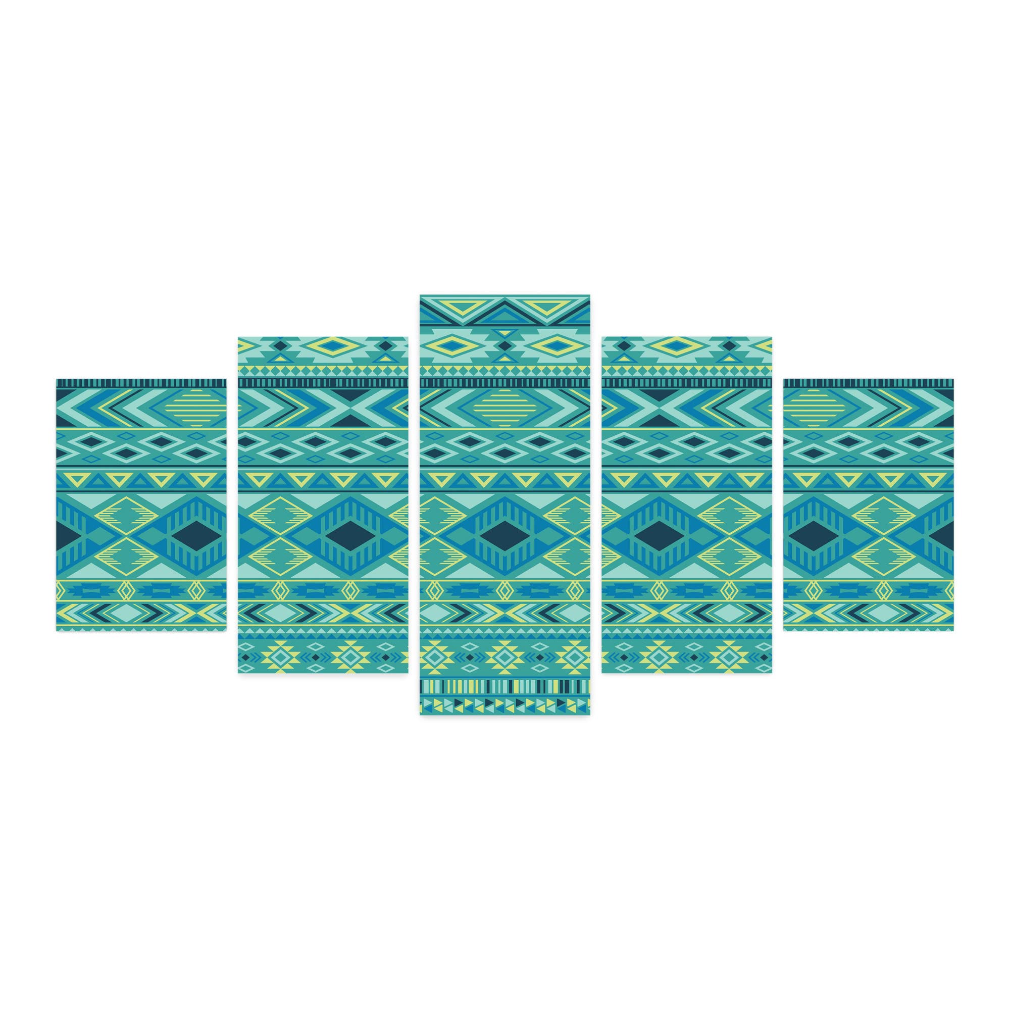 Ambesonne Tribal 5-Panel Acrylic Glass Wall Art - Folk Art Ethnic Geometric Symmetry Print - 60