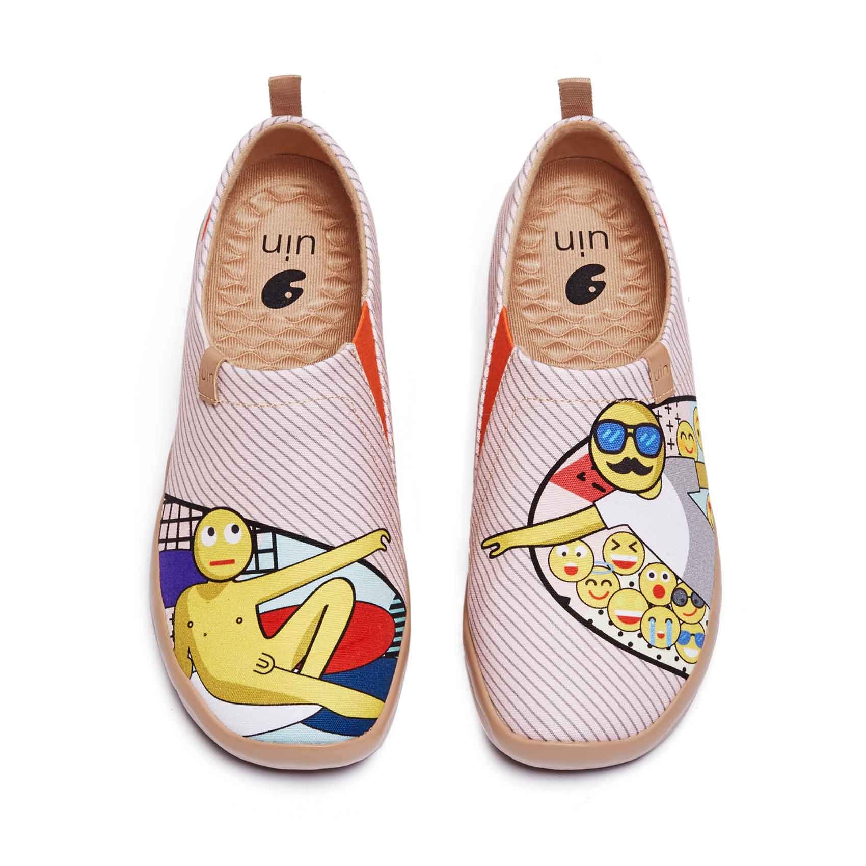 UIN Women's Knit Slip-On Sneakers - Hand-Painted Casual Loafers with Memory Foam for Walking, Travel & Everyday Wear | Breathable Comfort Shoes for Women
