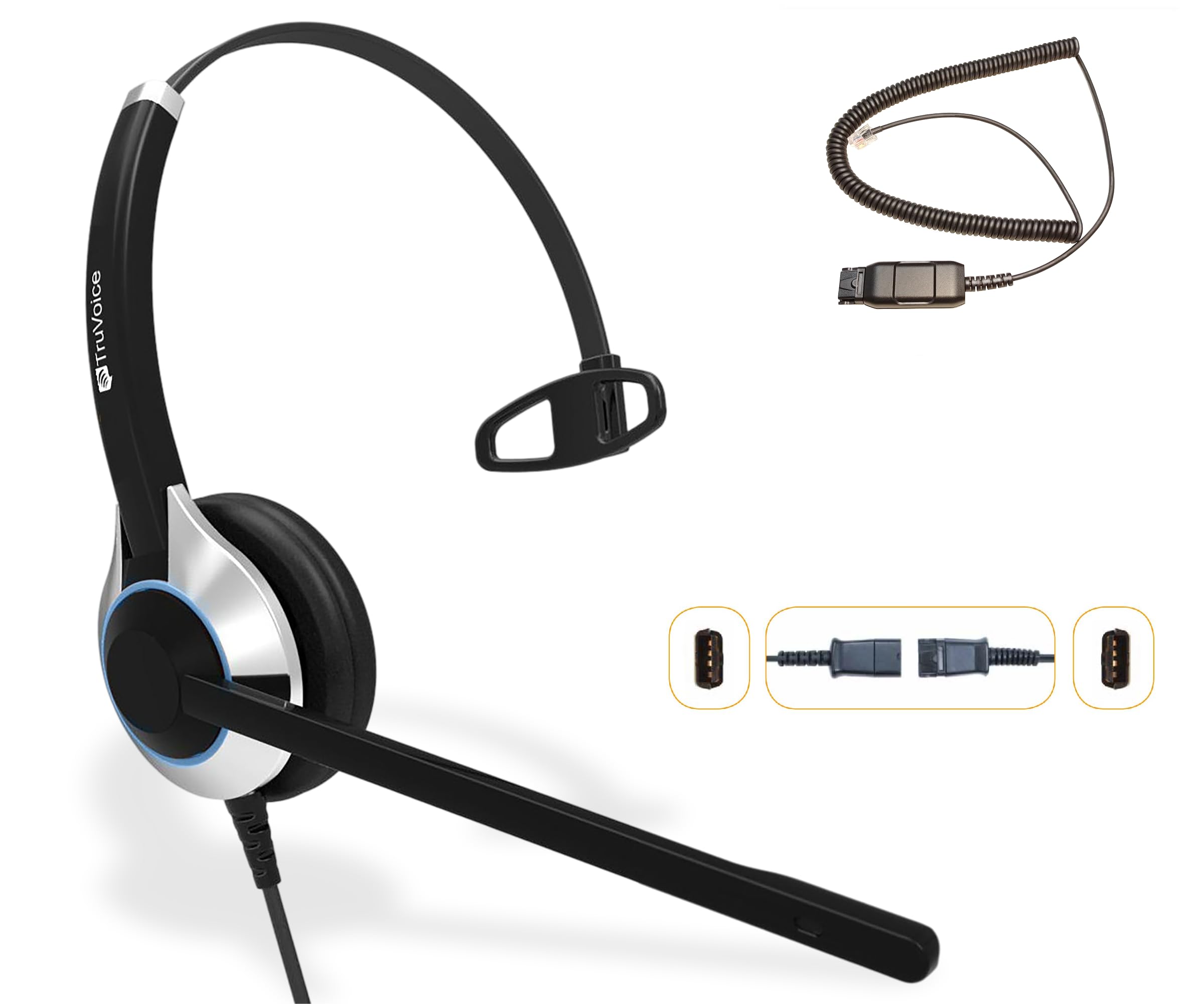 TruVoice HD-500 Professional Wired Headset with Noise Canceling Microphone & HD Sound - Compatible with Avaya 16xx/96xx/J Series Phones - Ideal for Call Centers, Office Use & Remote Work