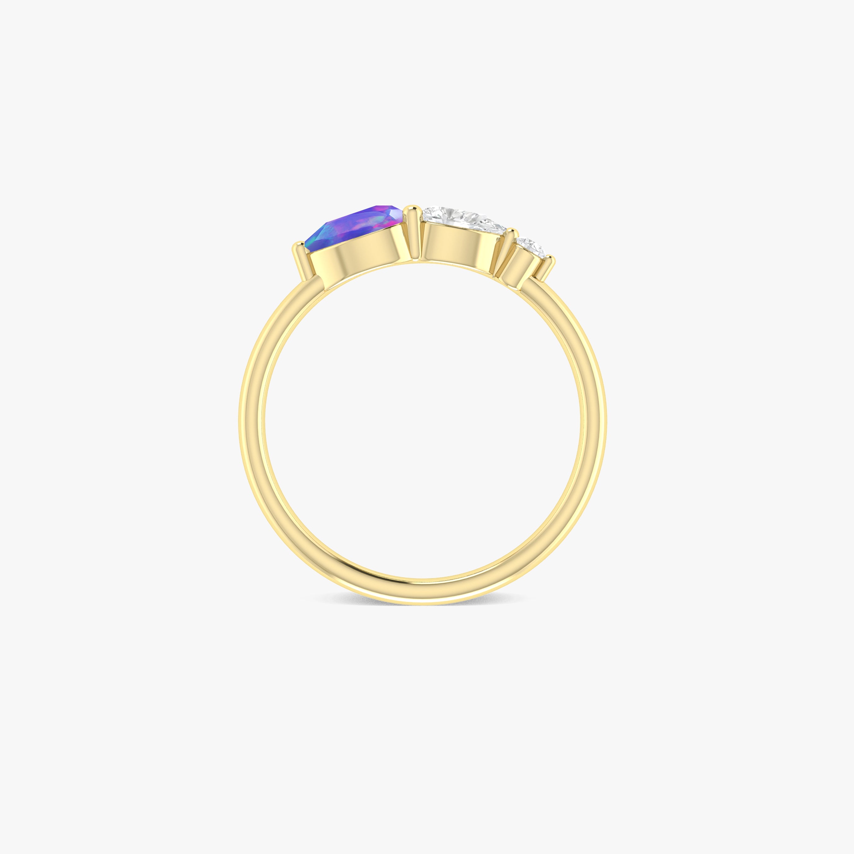 Lavender Fire Opal Pear Three Stone Ring - Elegant Sterling Silver Jewelry for Women | Perfect for Engagement, Wedding & Anniversary Gifts