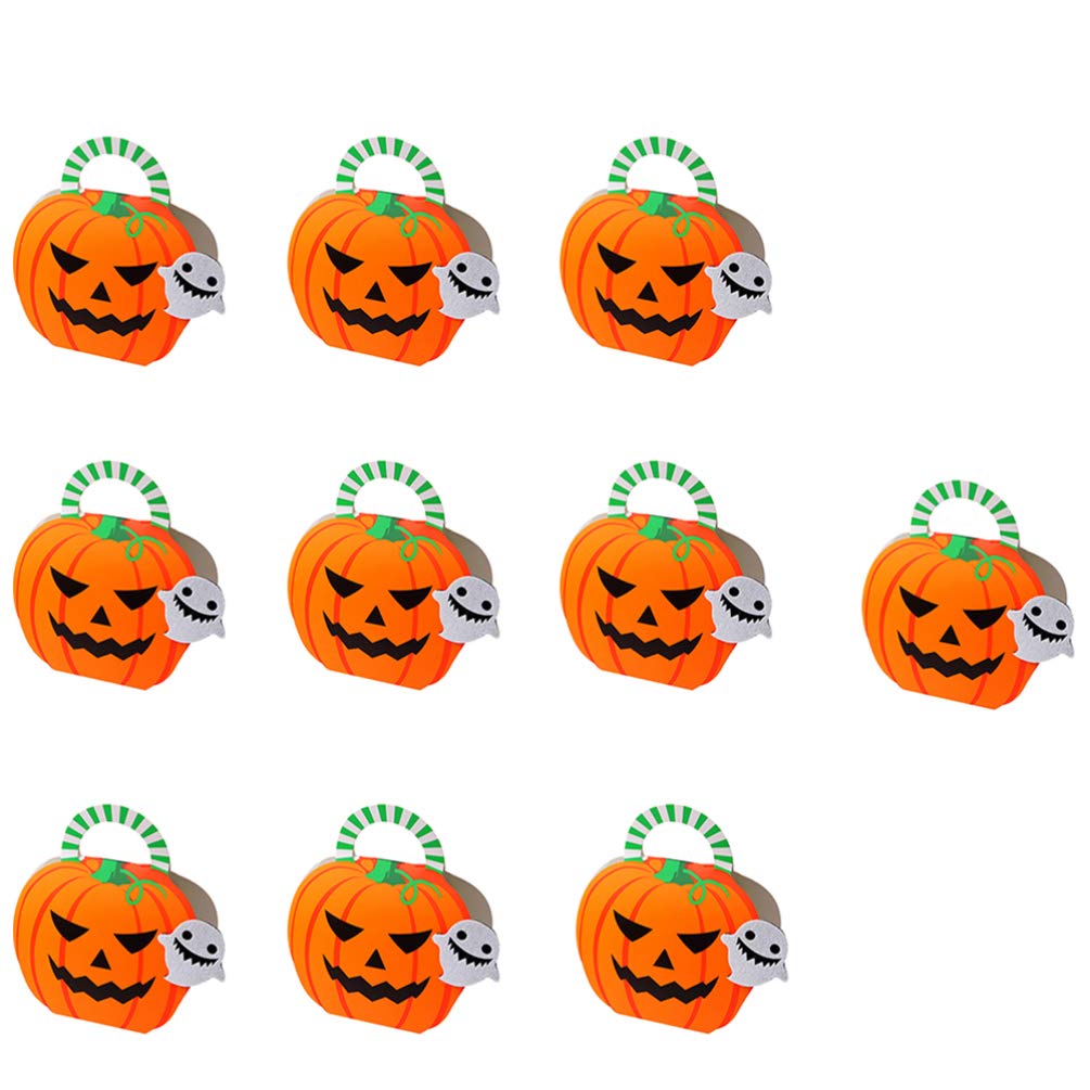 HEMOTON 10-Piece Halloween Candy Bags - Reusable Trick or Treat Containers for Kids, Halloween Party Favors & Goodie Boxes (Assorted Colors) - Perfect for Trick-or-Treating, Classroom Treats & Halloween Party Giveaways