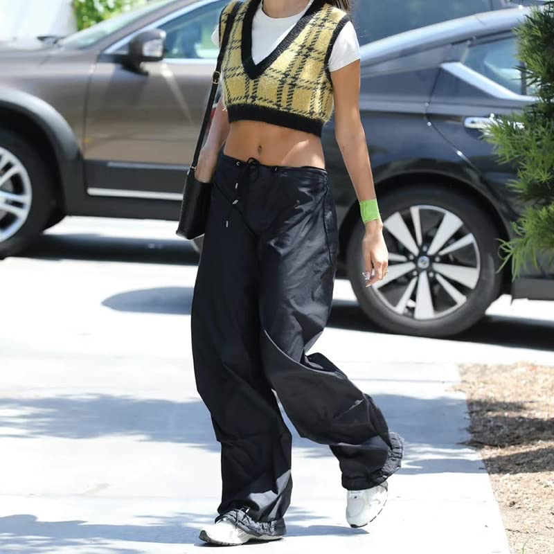 Women's Baggy Cargo Pants - Low Waist Loose Wide Leg Joggers with Drawstrings | Streetwear Sweatpants for Casual Wear, Hip Hop Fashion & Outdoor Activities