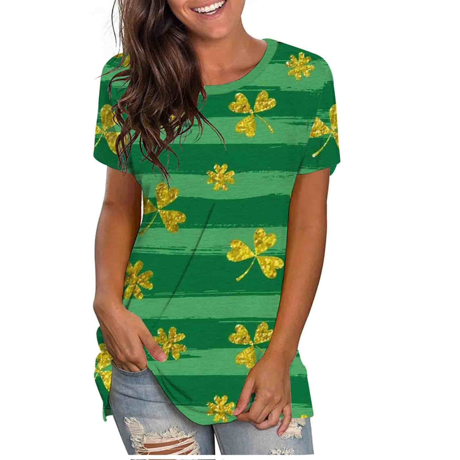 Women's Casual Summer Tank Tops - St. Patrick's Day Printed Short Sleeve V-Neck Pullover Blouse for Workout & Everyday Wear | Most Wished For Choice | Gym, Yoga, Running, Beach & Street Fashion