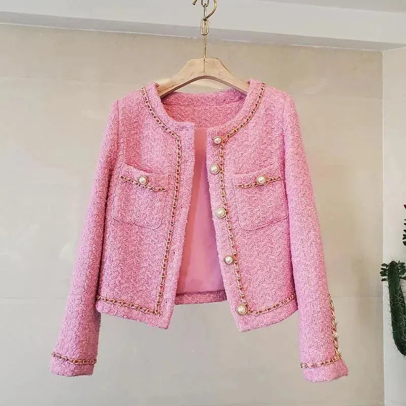 Stylish Women's Tweed Slim Fit Blazer Jacket for Office Work & Business Casual Outfits | Classic Tailored Coat for Professional Women