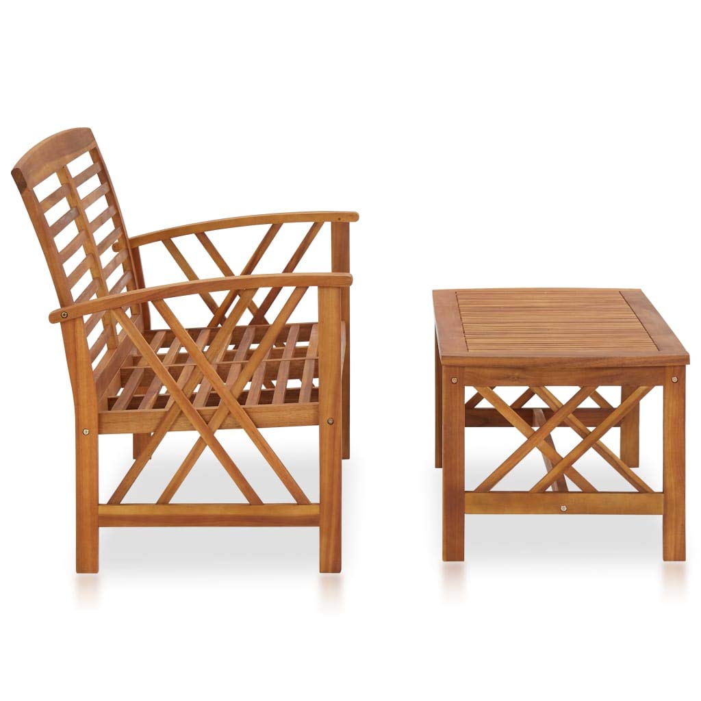 2-Piece Acacia Wood Garden Lounge Set - Durable Outdoor Patio Furniture for Backyard, Deck & Poolside Relaxation