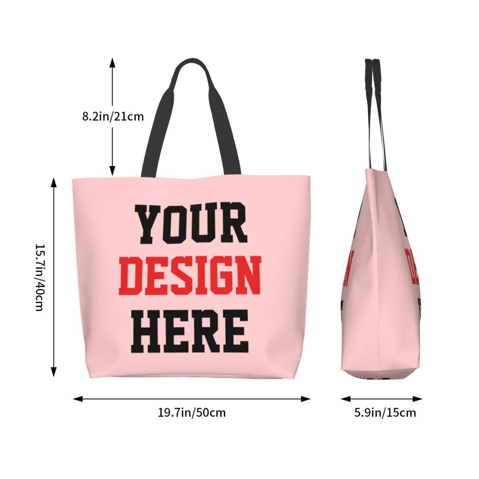 Custom Printed Tote Bags with Logo - Personalized Team Text & Picture Shoulder Bag for Women - Travel, Business, Shopping & Teacher Gifts - Eco-Friendly Reusable Grocery Bag