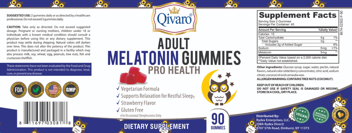 QAG06 Adult Melatonin Gummies for Sleep Support - Natural Sleep Aid for Adults with Stress Relief & Relaxation - Perfect for Nighttime Use, Travel & Jet Lag
