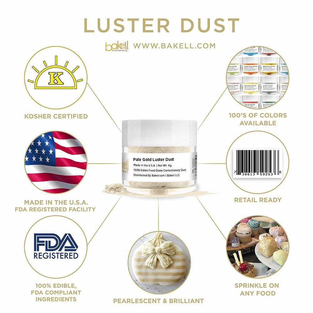 4th of July Edible Luster Dust Combo Pack - 4 PC Set for Cake Decorating, Cupcakes & Desserts | Patriotic Red, White & Blue Sparkle Powder for Baking & Party Treats