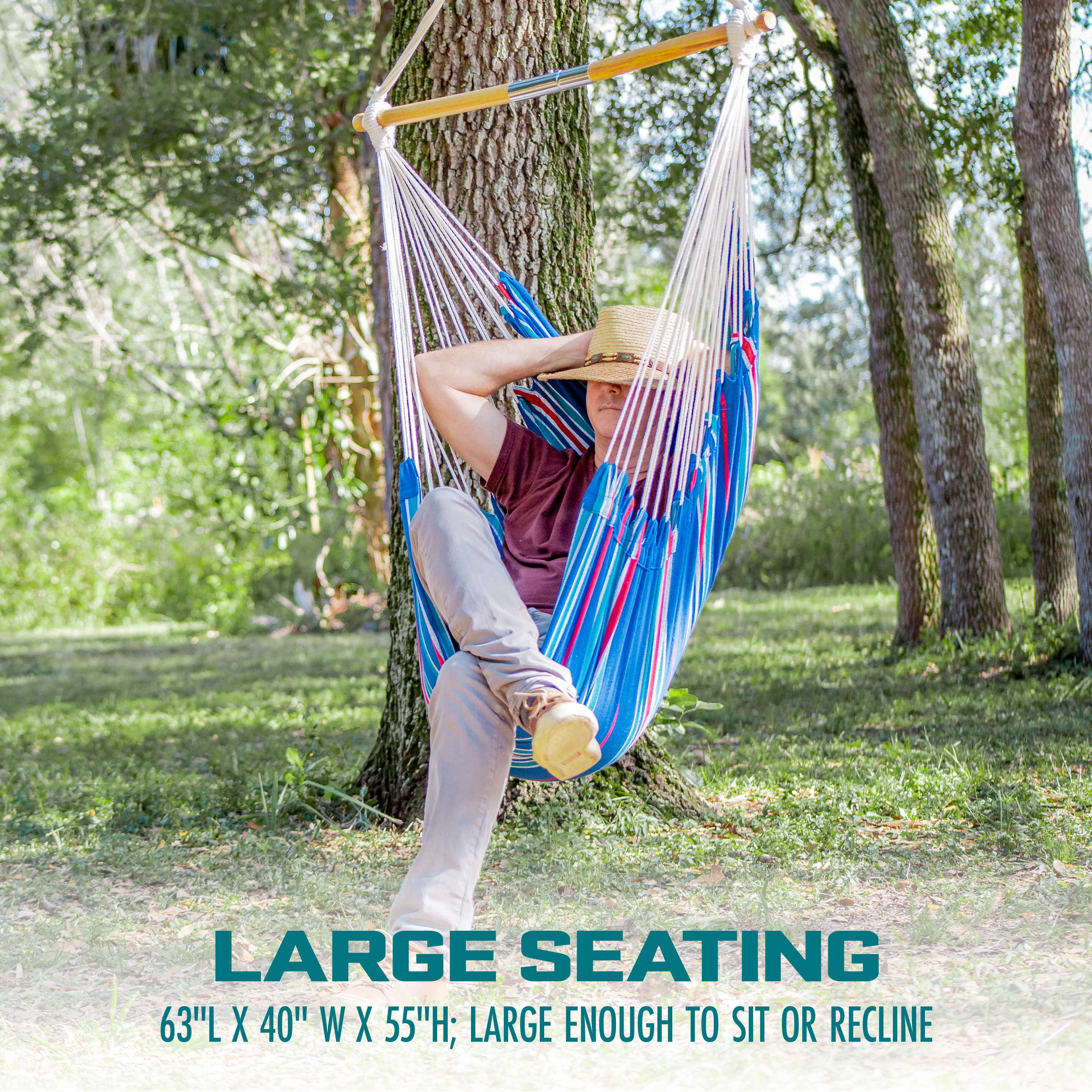 Bliss Hammocks WM 412F_2 Fabric Hammock Chair with Spreader Bar - 250 lb Weight Capacity - Perfect for Indoor & Outdoor Relaxation in Backyard, Patio or Bedroom