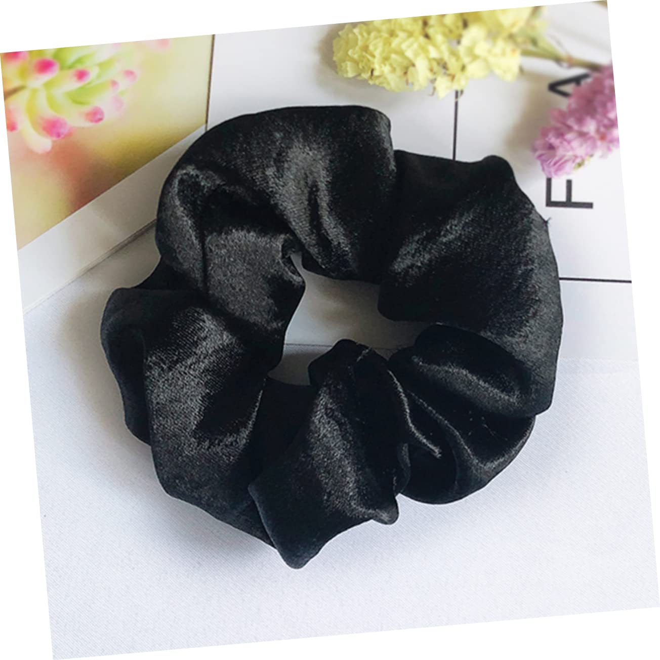 Minkissy 10 Pack Solid Velvet Hair Bands - Soft Ponytail Holders for Women & Girls, No-Slip Hair Ties & Hair Rings (Black) - Perfect for School, Work, Gym, and Everyday Use