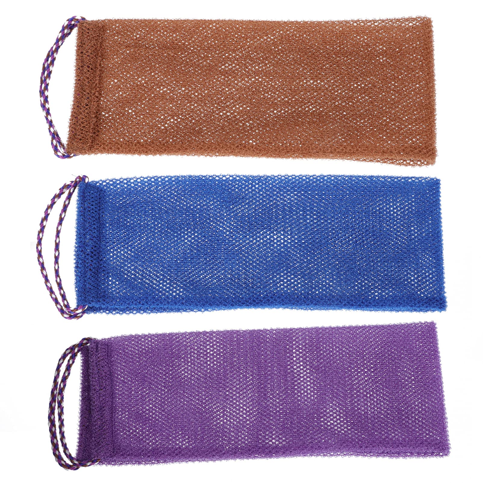 Beaupretty 3-Pack Exfoliating Bath Towel Set - Soft Drawstring Wash Cloths for Body Scrub & Skin Cleansing | Gentle Shower Sponge & Household Cleaning Towel | Perfect for Spa, Baby Bath & Daily Skincare Routine