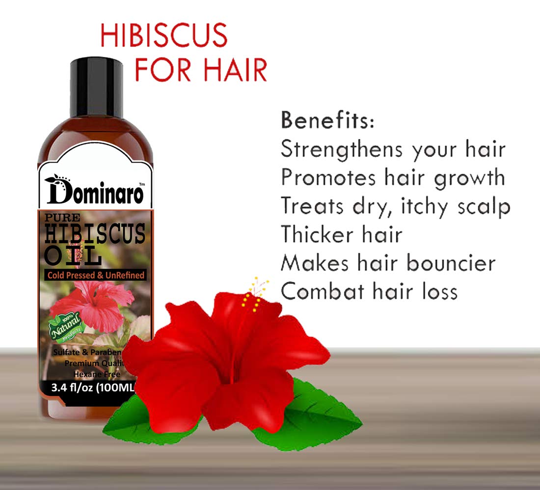 Dominaro 100% Pure Natural Extra Light Olive Oil & Hibiscus Hair Oil for Growth & Shine - 200ml | Nourishing Scalp Treatment for Dry, Damaged Hair | Perfect for Daily Hair Care & Massage