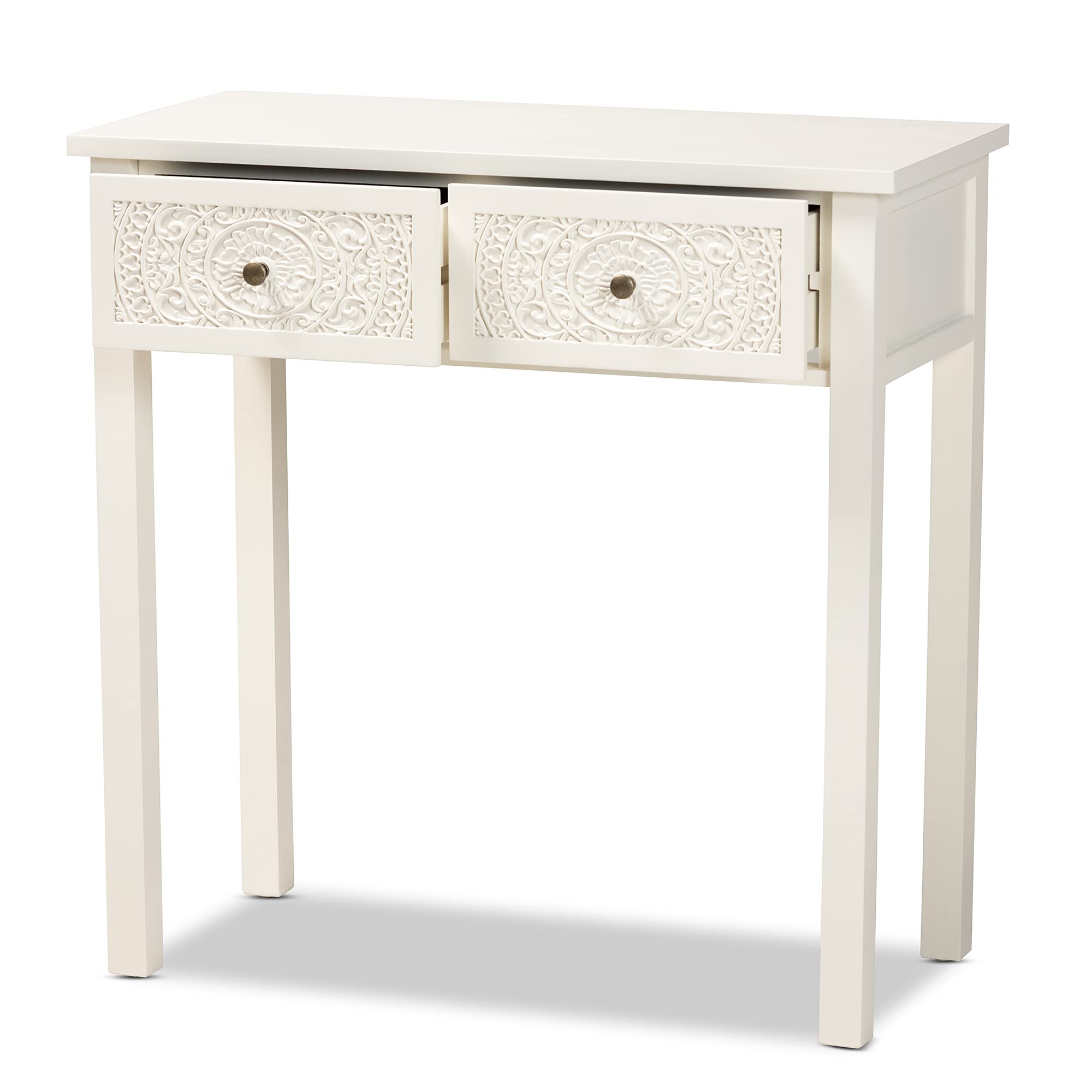 Baxton Studio Lambert Modern White Console Table - Entryway Sofa Table with Storage Shelf for Living Room, Hallway & Bedroom Decor