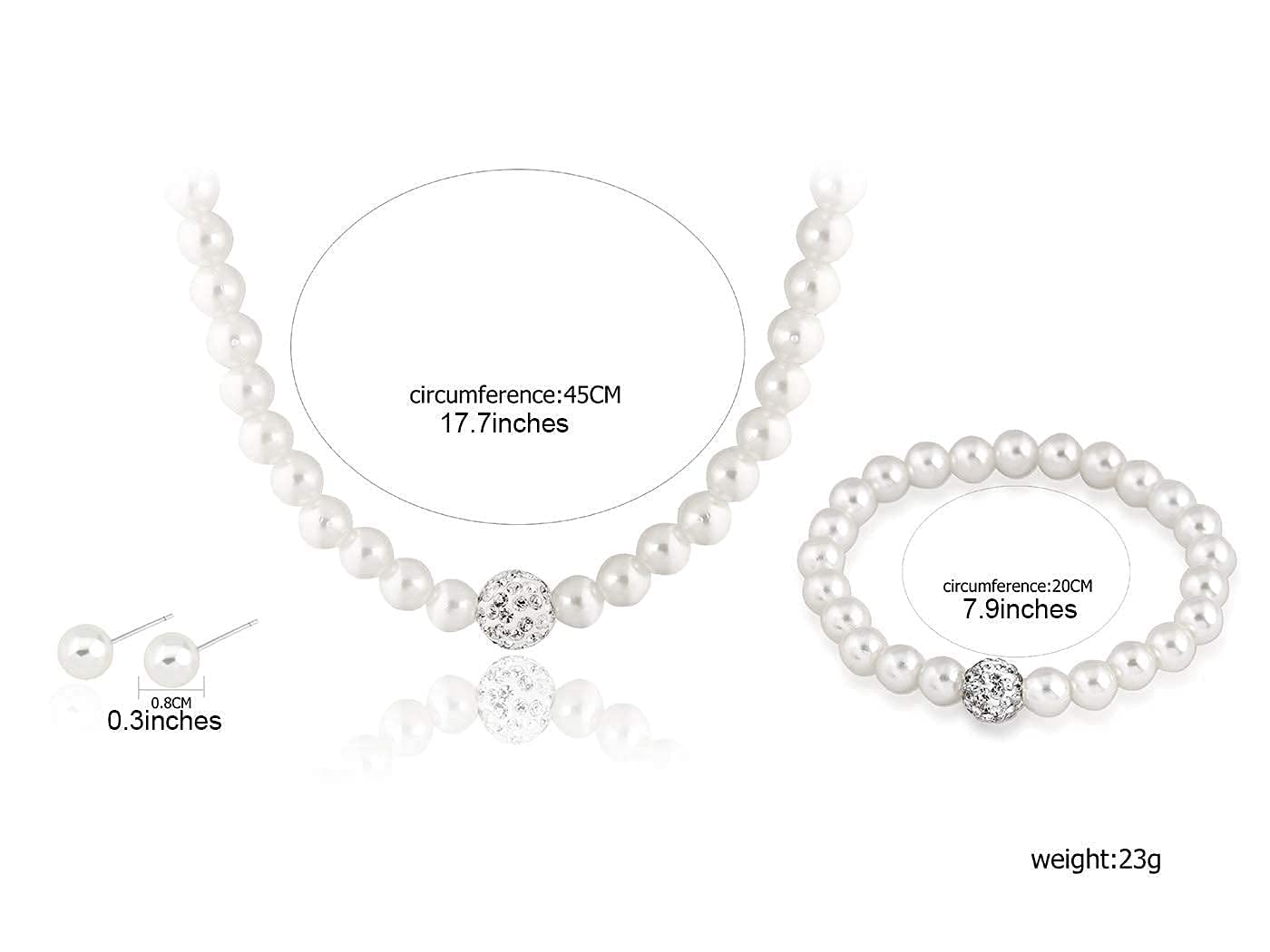Elegant Bridal Pearl Necklace Set - Silver Crystal Rhinestone Jewelry for Women | Wedding, Prom, Party & Special Occasion Accessories