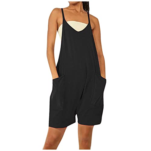 Women's Loose Sleeveless Shorts Romper Jumpsuit - Summer Spaghetti Strap Casual Shorts Overall for 2024 | Beach Outfit, Vacation Wear, Street Style Fashion