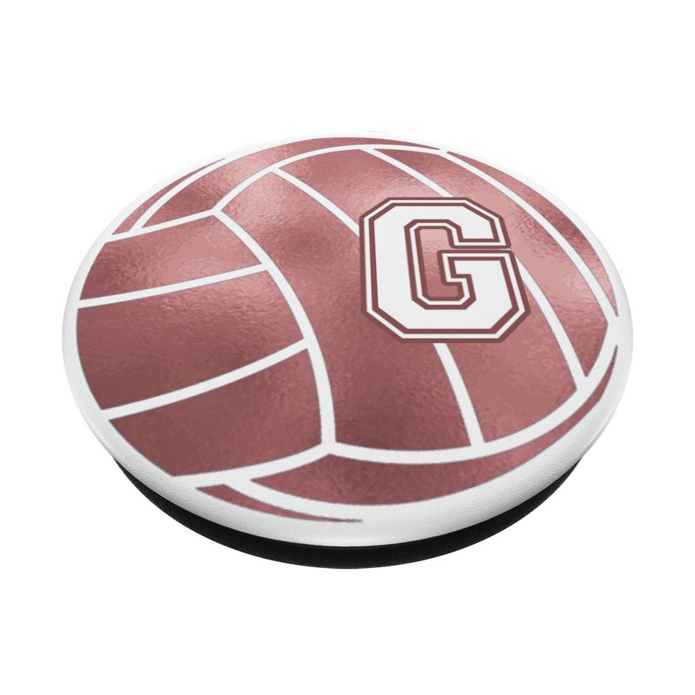 Rose Pink Volleyball Phone Grip - Personalized Name Starts with Letter G - Perfect Gift for Volleyball Players & Fans