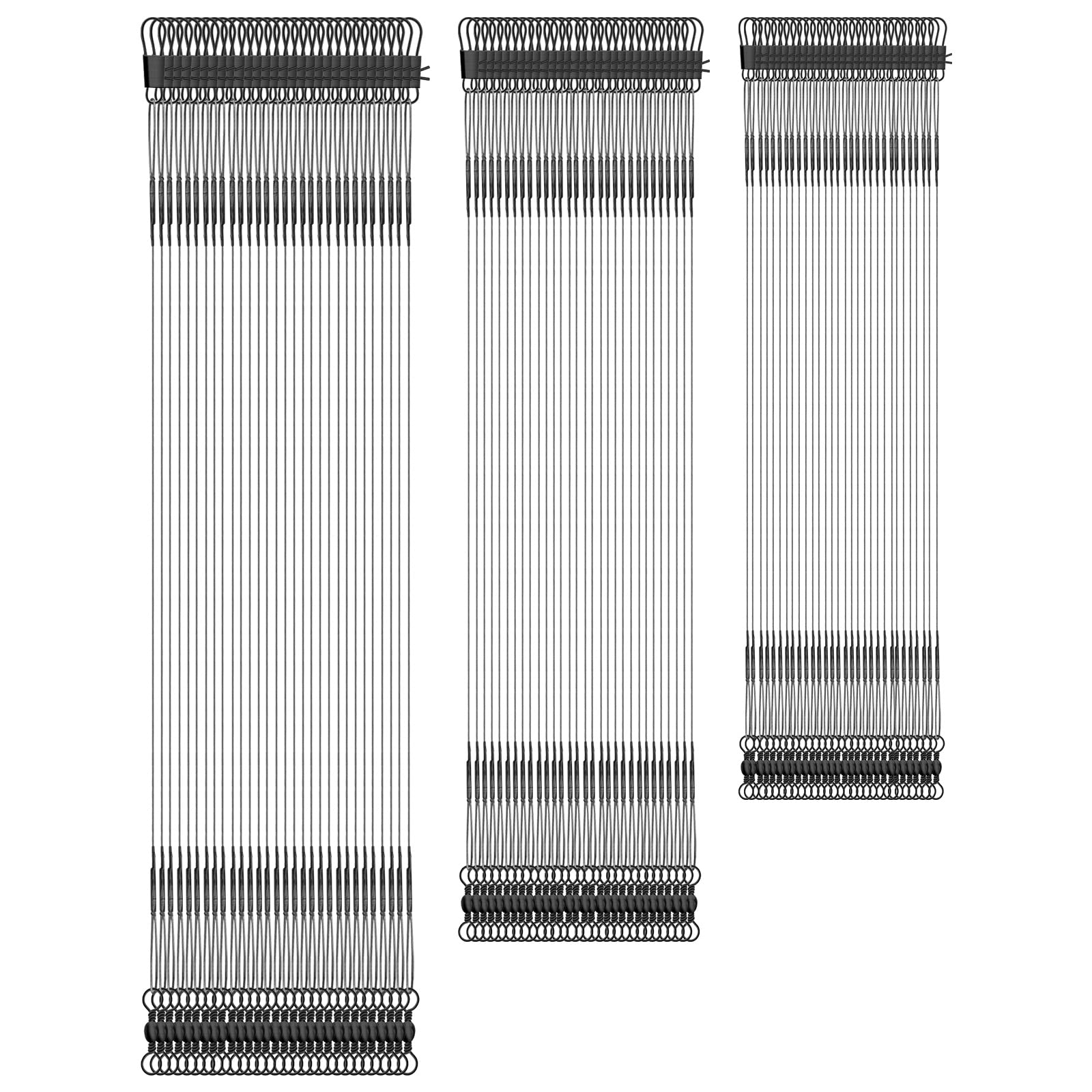 90pcs Stainless Steel Fishing Leaders with Swivel Buckles - Saltwater & Freshwater Fishing Tackle Wire for Lures & Hooks (Black) | Ideal for Bass, Trout, and Saltwater Game Fishing