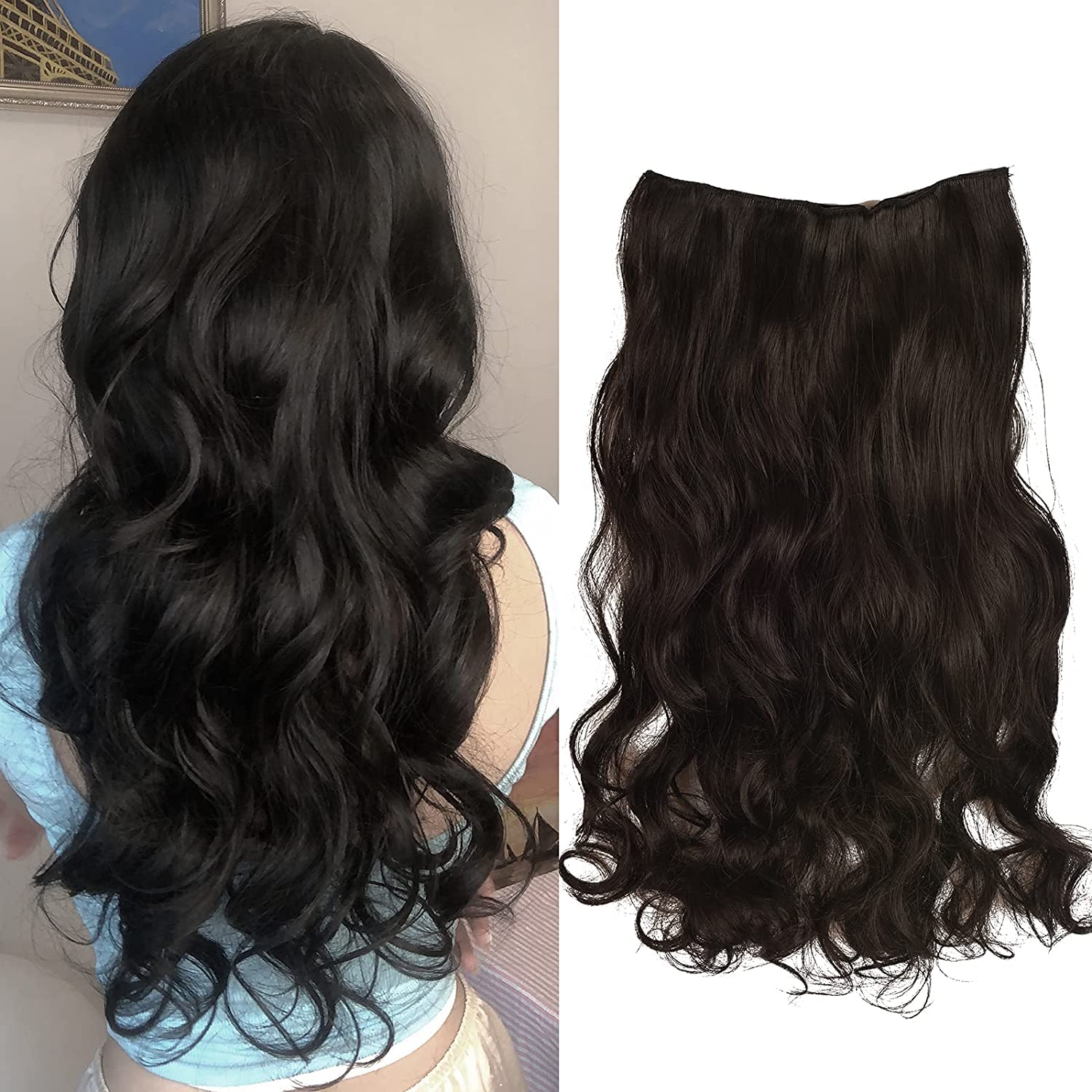 Honbon Nakli Full Head Synthetic Curly Hair Wig for Women - 16 Inch Heat Resistant Hair Extensions with 5 Clips (1 Piece) | Perfect for Cosplay, Daily Wear & Special Occasions