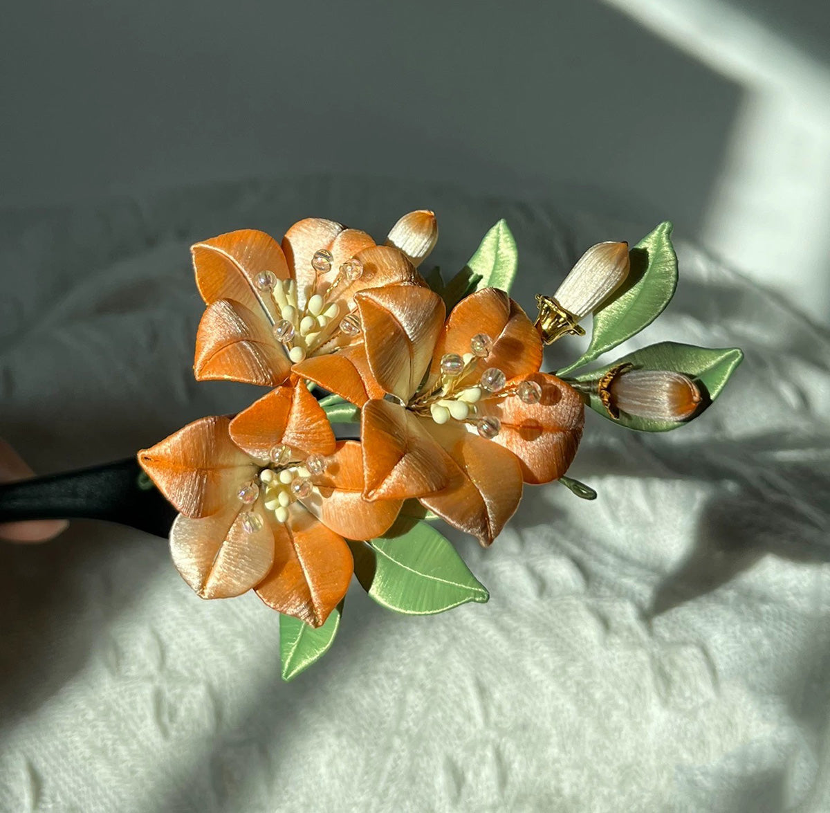Lingxiao Custom Silk Hairpin (Chanhua) - Elegant Handmade Hair Accessory for Weddings, Parties & Traditional Chinese Outfits