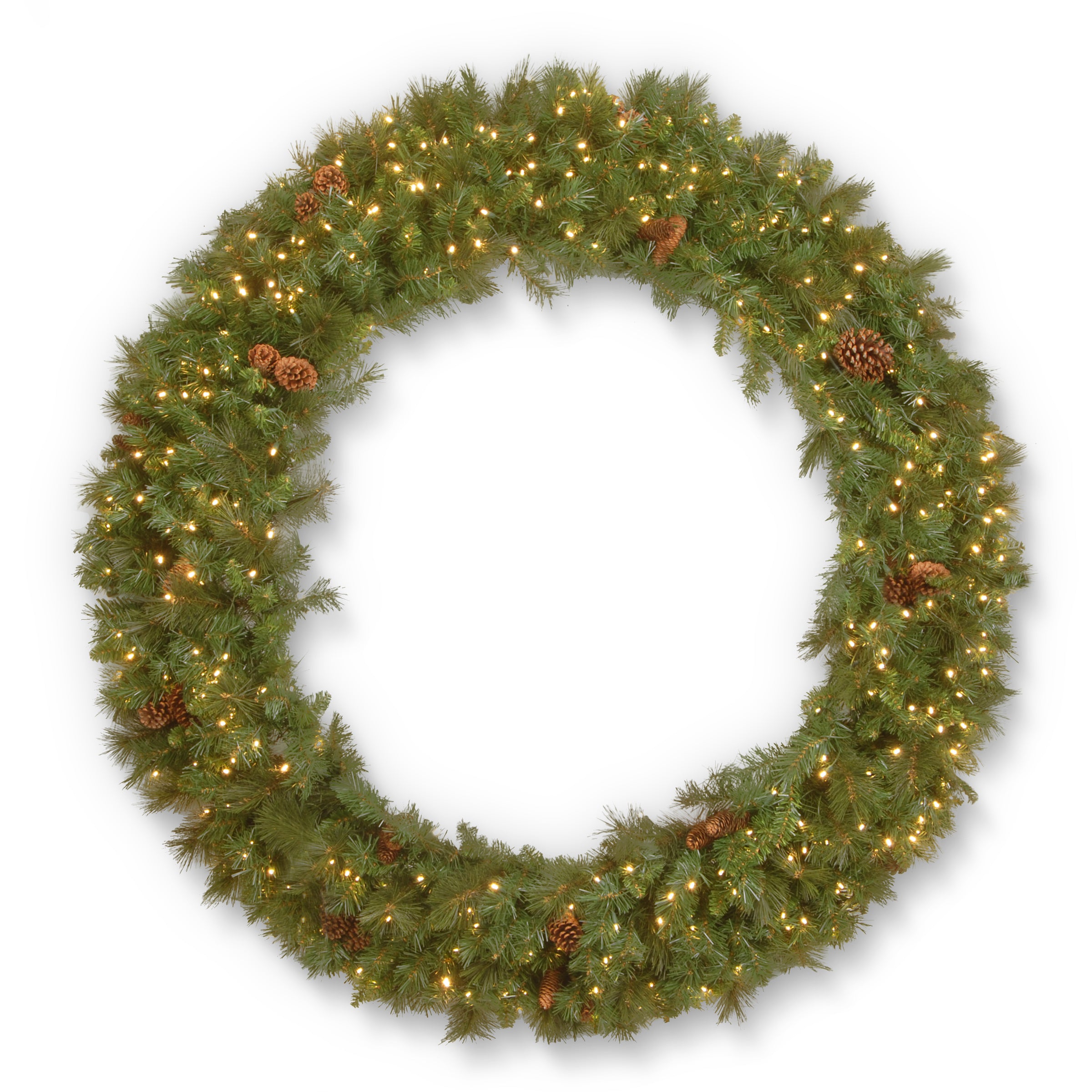 60 Inch Garwood Spruce Christmas Wreath with 100 Warm White LED Lights - Perfect for Holiday Door Decor, Fireplace Mantel & Winter Home Decoration
