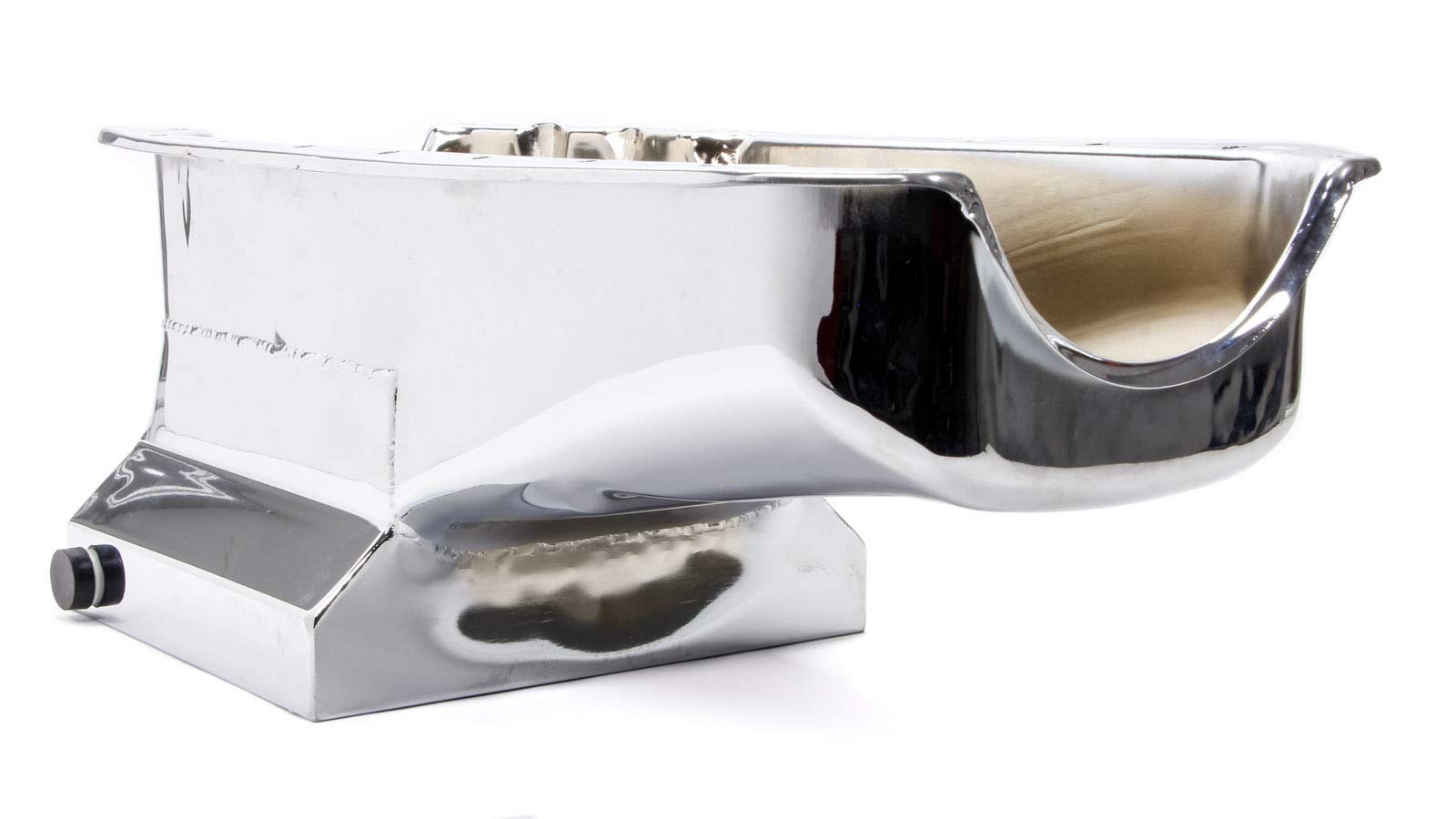 R9725 Chrome Drag Racing Oil Pan with Driver Dipstick - 7 Quart Capacity for High-Performance Engines - Perfect for Street Racing, Hot Rods, and Custom Car Builds