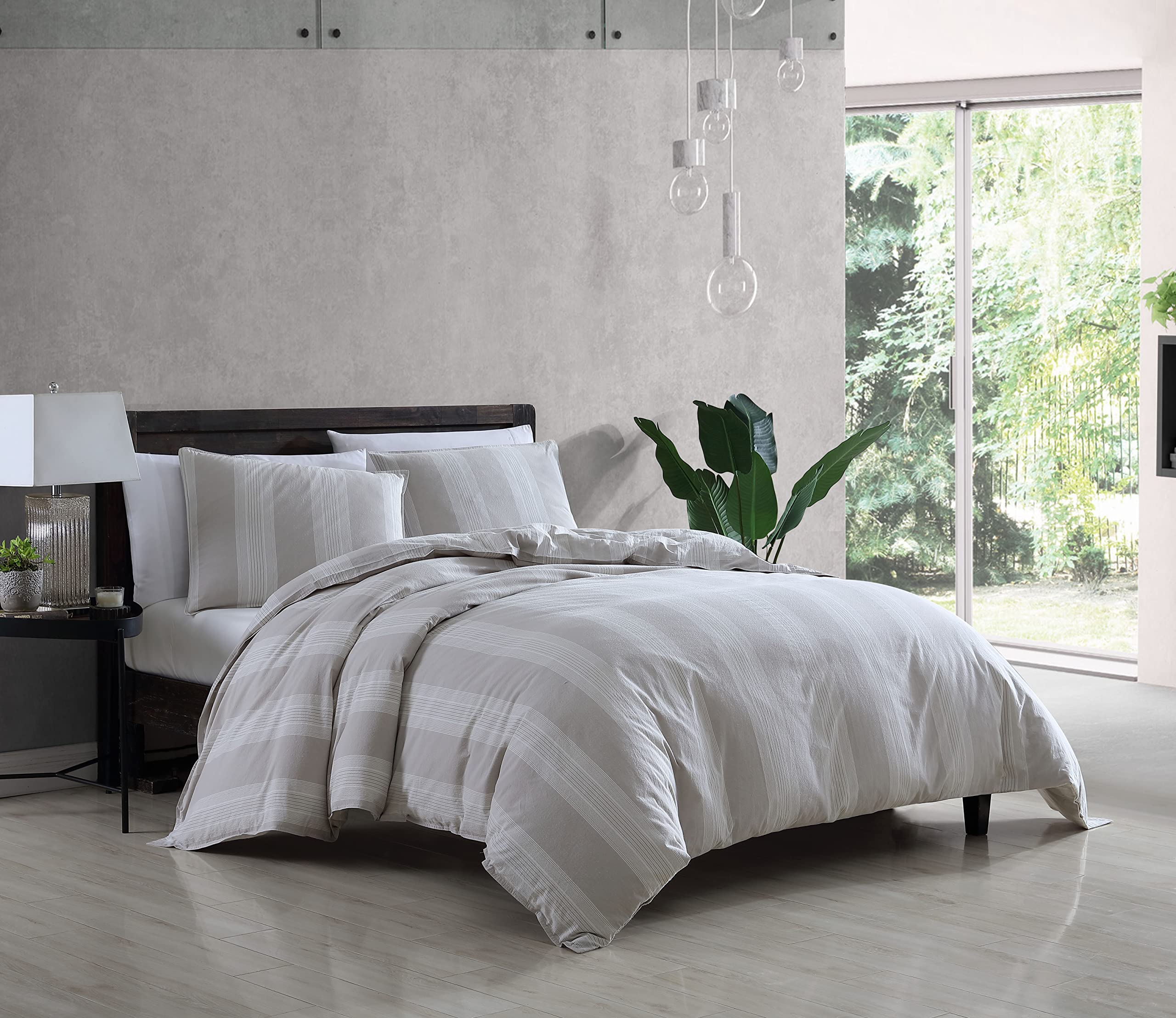 Riverbrook Home Heron Comforter Set - King Size 3-Piece Bedding Set in Tan/Ivory | Soft Luxury Comforter for Master Bedroom & Guest Room | Breathable & Hypoallergenic