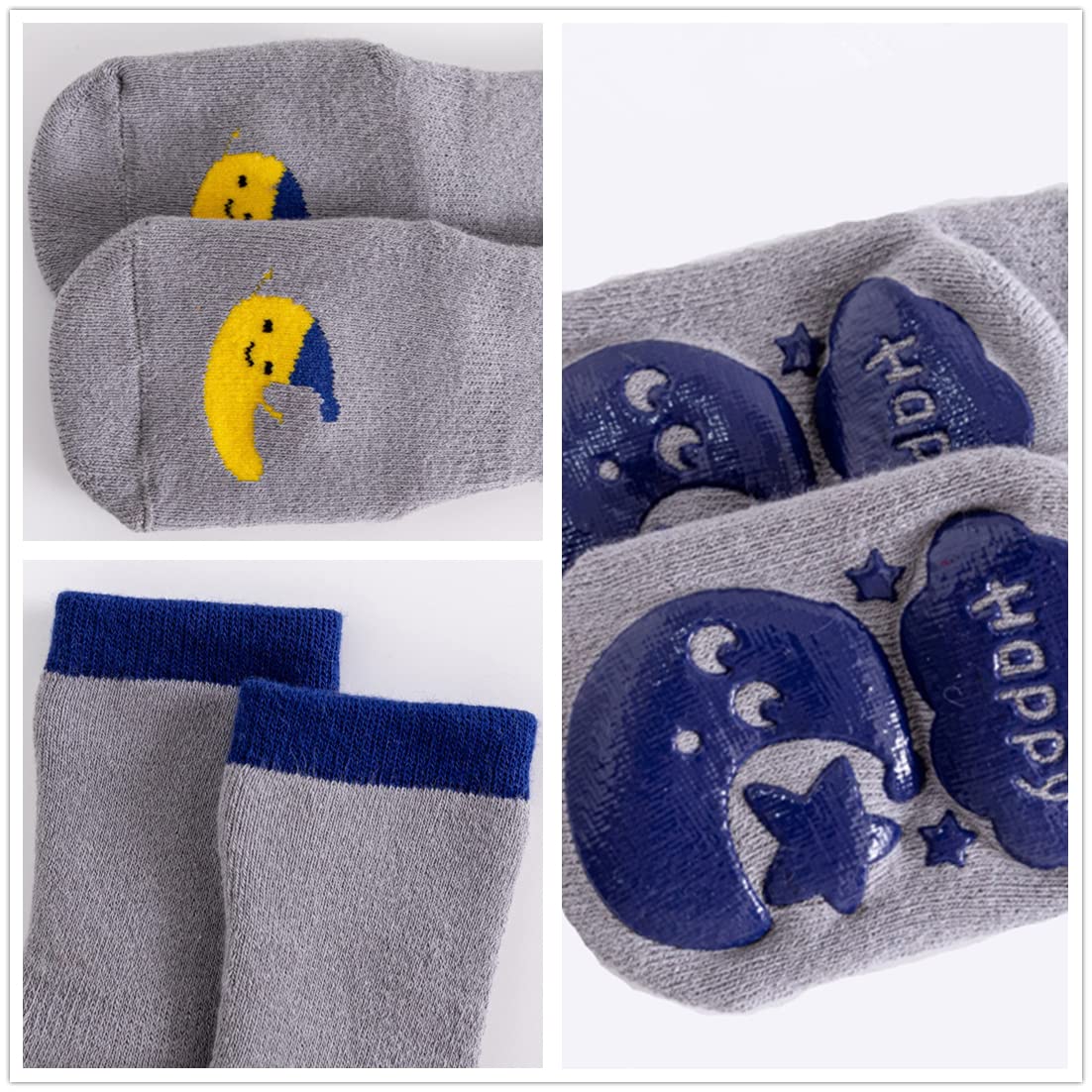 Non-Slip Baby Socks with Grips - 6 Pairs Anti-Skid Toddler Crew Socks for Girls & Boys - Perfect for Playtime, Daycare, and Learning to Walk