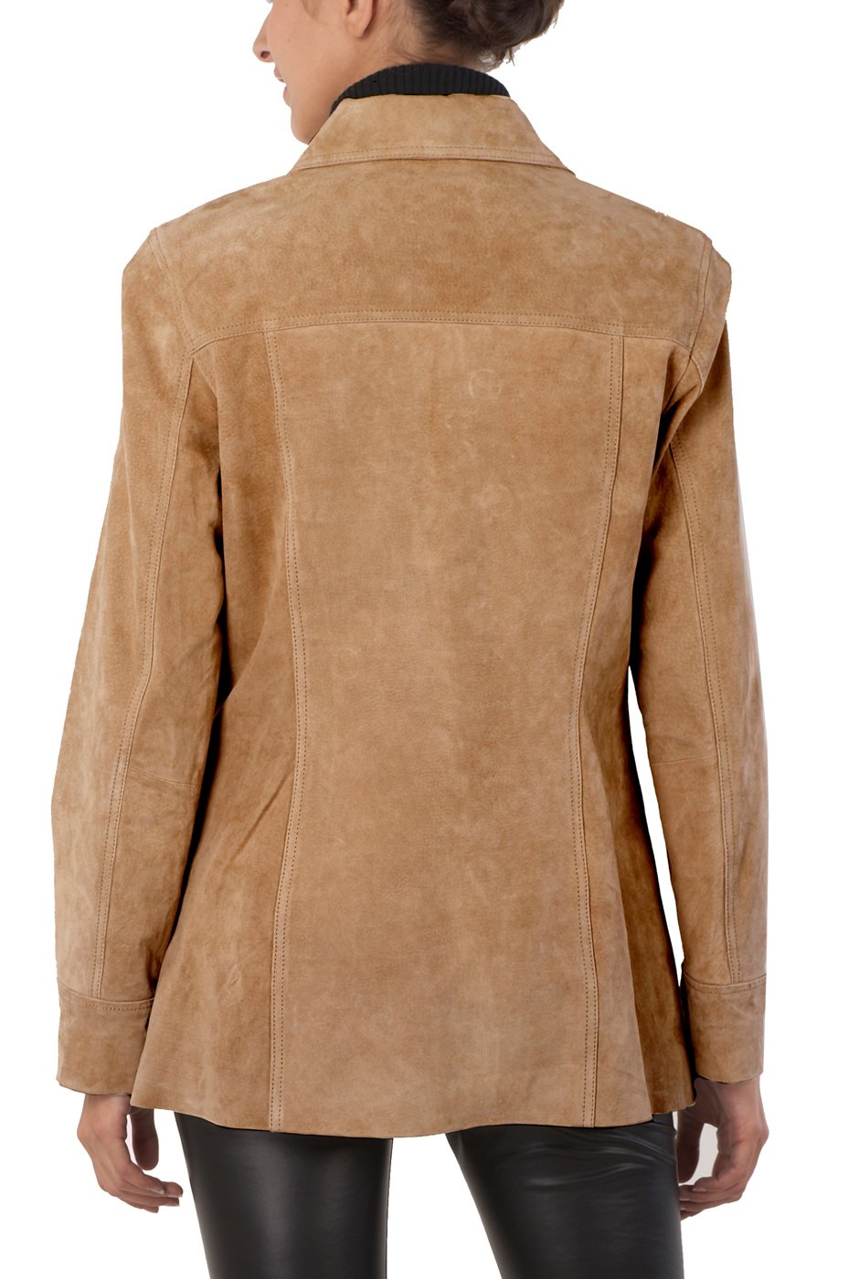 BGSD Women's Anna Suede Leather Car Coat Jacket - Plus Size & Petite Available - Stylish Outerwear for Fall & Winter Fashion, Commuting & Travel
