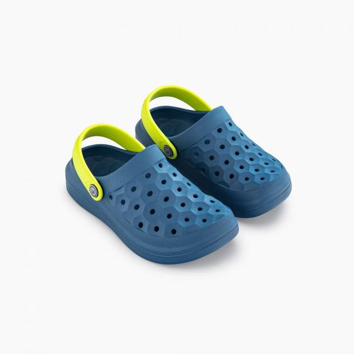 Joybees Midnight Teal & Citrus Kids Varsity Clogs - Comfortable Slip-On Shoes for School, Play & Everyday Wear