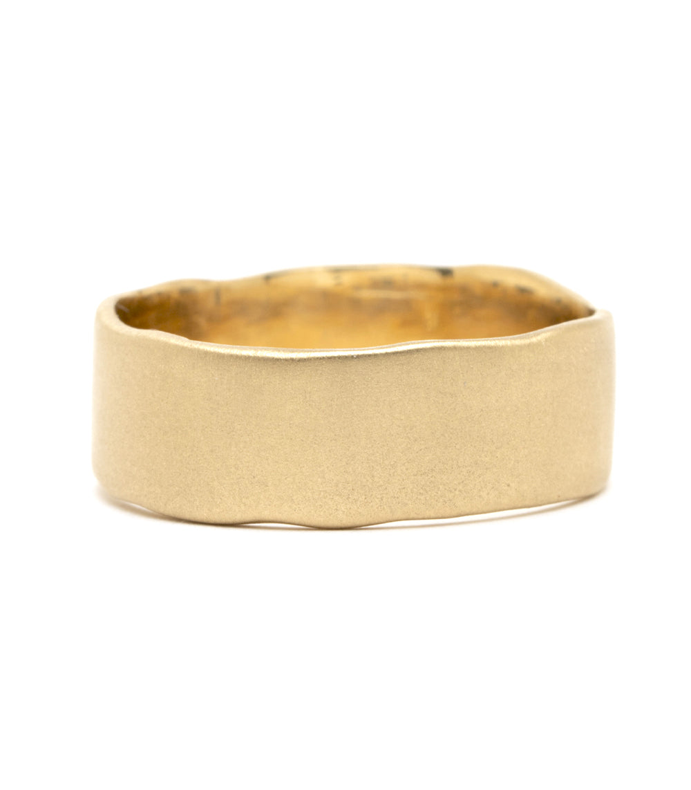 Personalized Engraved 7mm Gold Torn Paper Band Ring - Perfect for Anniversaries, Engagements & Unique Gifts