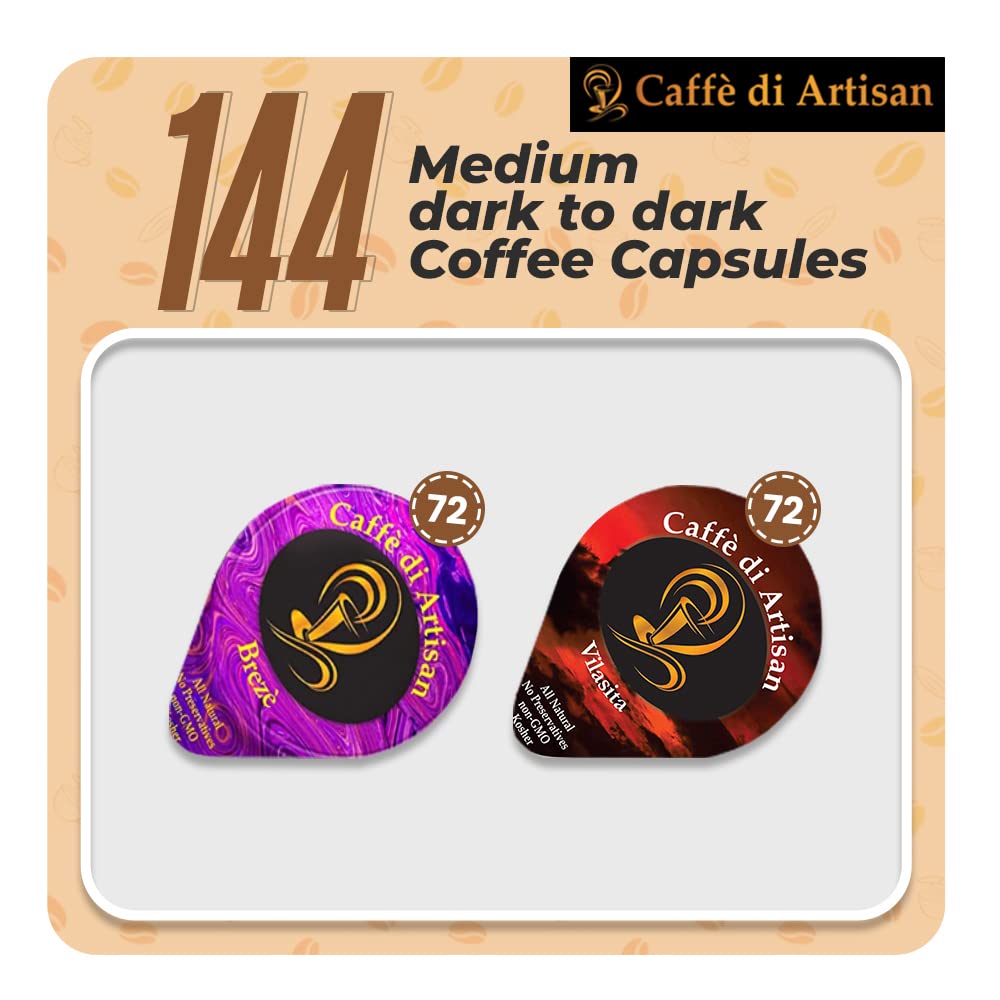 Premium Cold Brew Coffee Concentrate - 144 Instant Coffee Pods, 100% Pure Arabica Medium-Dark Roast | Rich Flavor Liquid Capsules for Iced Coffee & Lattes | Perfect for Home, Office & Travel | Caffè Di Artisan