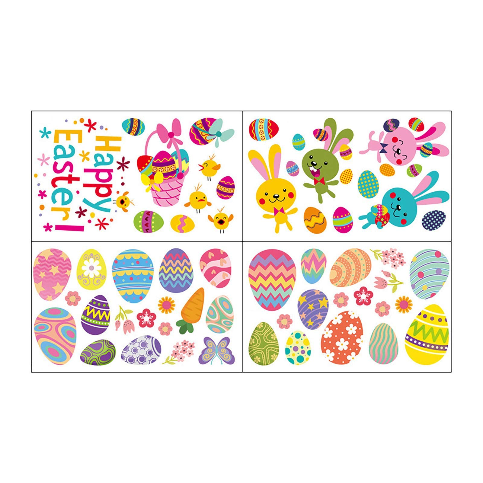 Easter Window Stickers - Static Cling Decals for Glass, Fridge & Smooth Surfaces - Perfect for Home Decor, Party & Holiday Celebrations