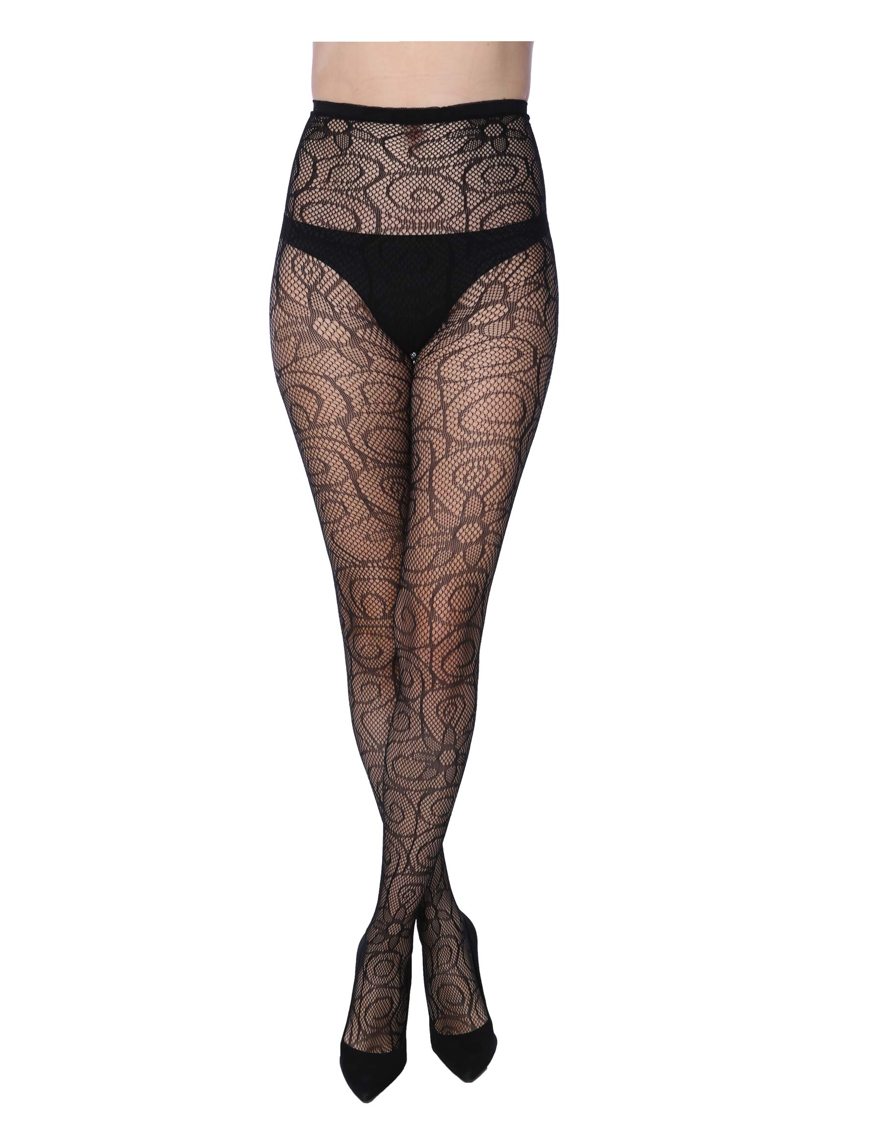 Frenchic Fishnet Women's Lace Stockings - Sexy Pantyhose Tights for Regular & Plus Sizes (6-Pack) | Perfect for Date Night, Halloween Costumes & Burlesque Shows