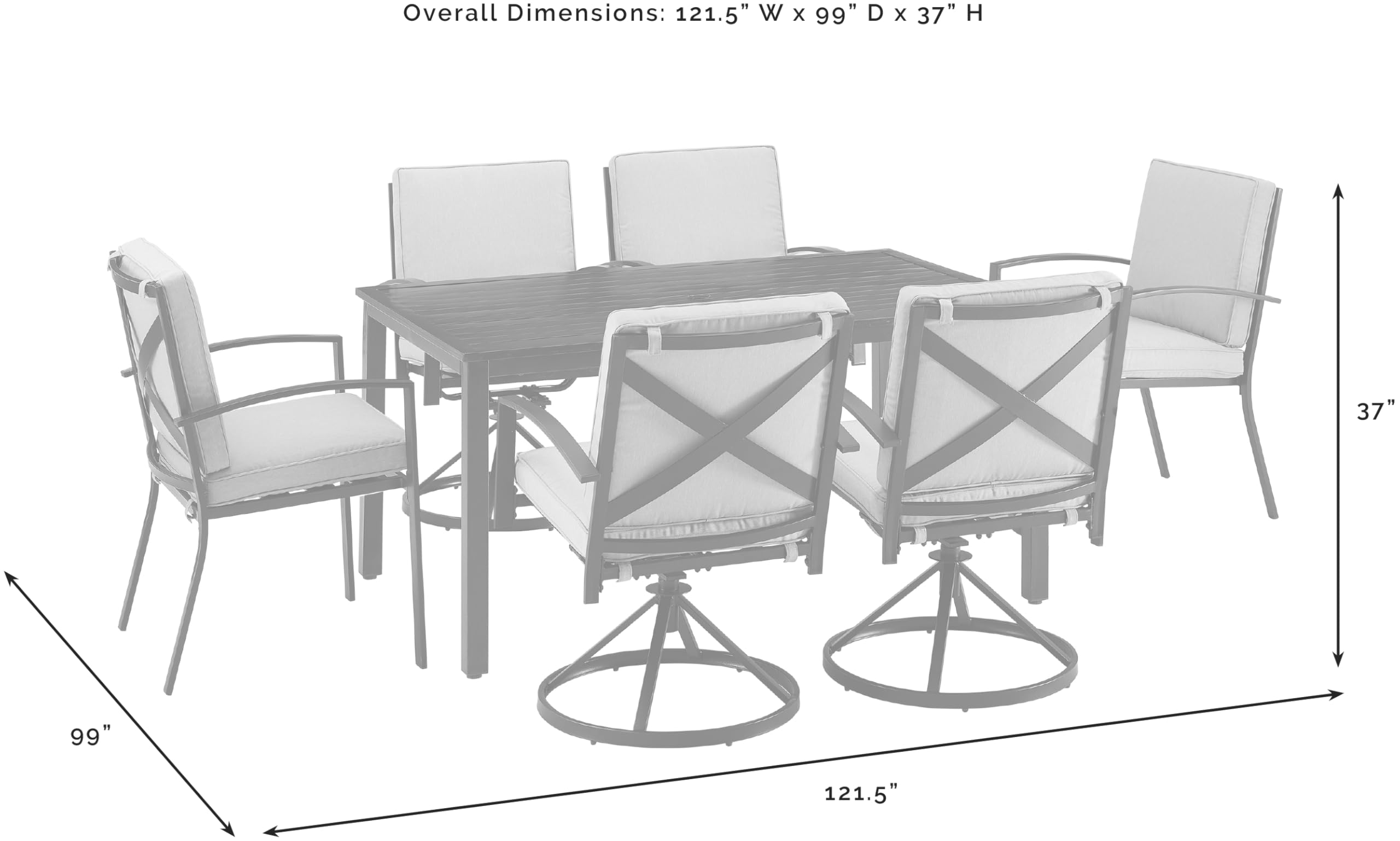 Crosley Furniture Kaplan 7-Piece Outdoor Dining Set for 6 - Patio Table & Chairs with Oatmeal Cushions - Weather-Resistant Oiled Bronze Finish - Perfect for Backyard, Deck, Garden & Outdoor Entertaining