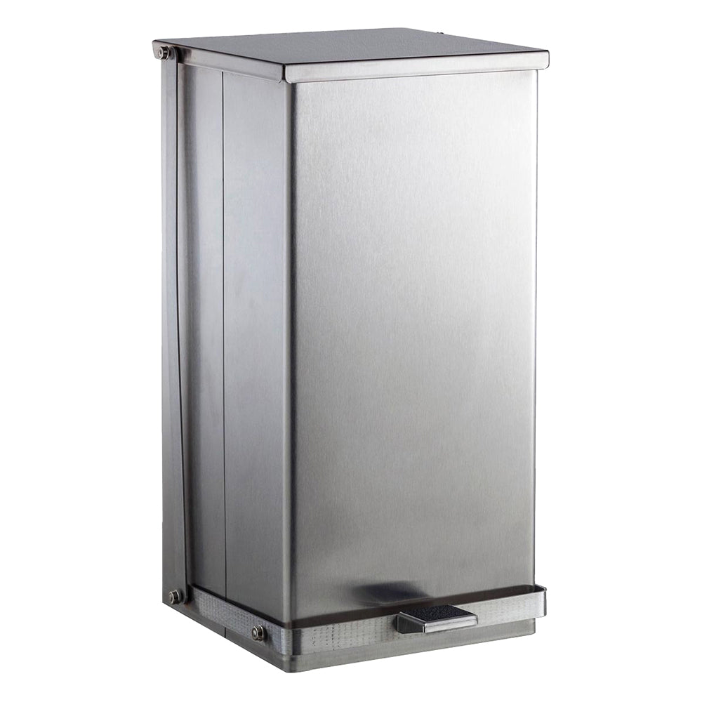Bobrick B221216 12 Gallon Foot Operated Trash Can - Stainless Steel Satin Finish for Office, Restroom & Commercial Use