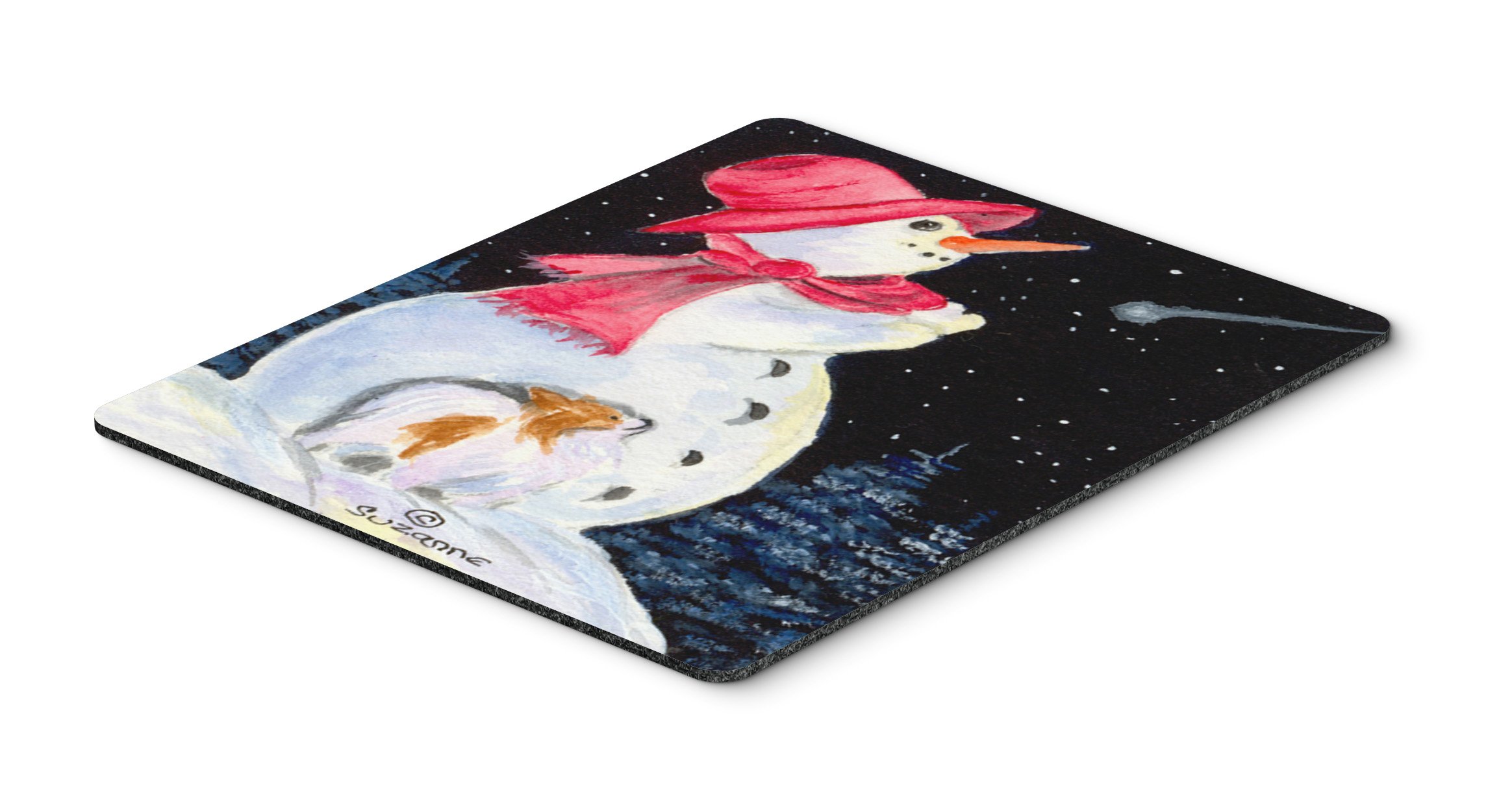 Snowman with Papillon Mouse Pad - Large Washable Non-Slip Desk Mat for Home Office, Gaming & Computer Work | Cute Winter-Themed Mousepad for Laptop & PC | Perfect Gift for Christmas & Office Decor