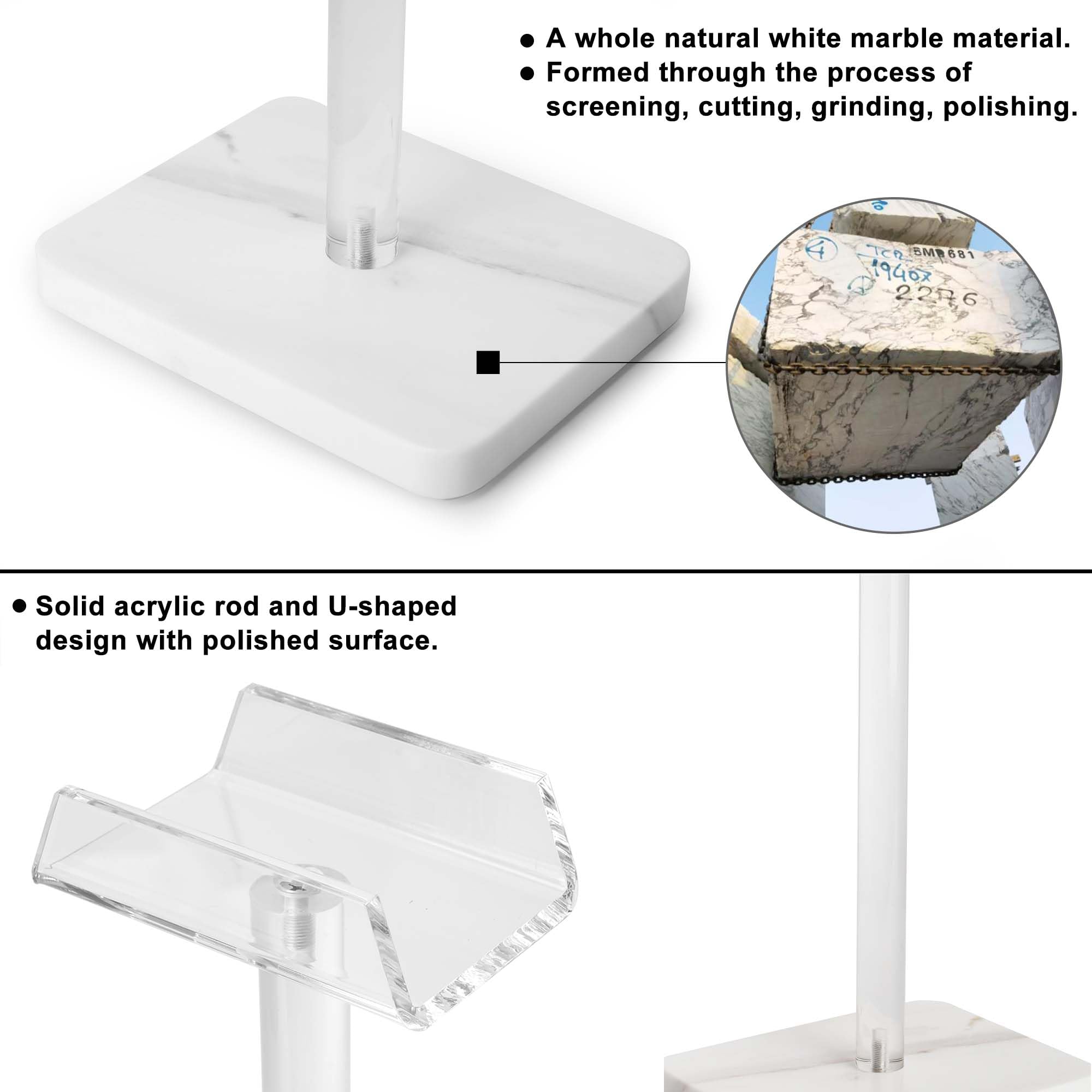 Acrylic & Marble Headphone Stand for Desk - Universal Gaming Headset Holder with Non-Slip Base - Perfect for Music, Work & Gaming Accessories (1 Pack, DP029) - Ideal for Home Office, Gaming Setup & Studio Organization