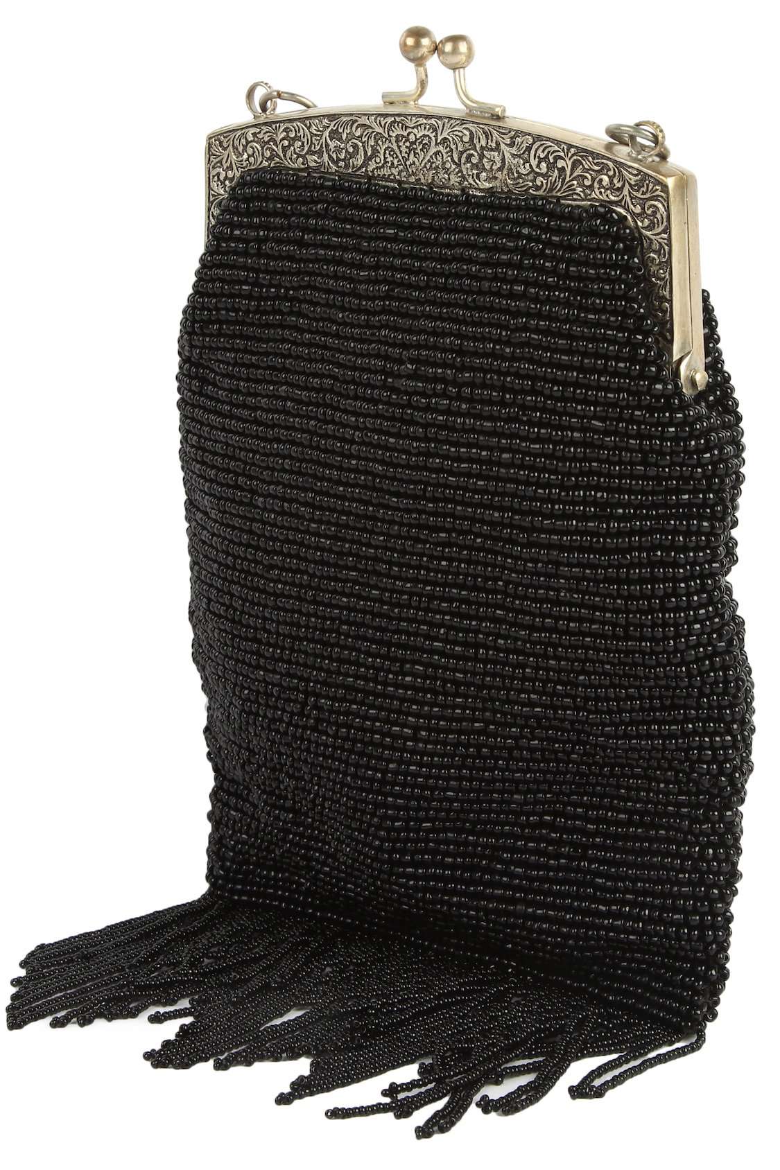 Elegant Bella Black Beaded Brass Frame Bridal Handbag for Weddings - Perfect for Brides, Bridesmaids, and Formal Events
