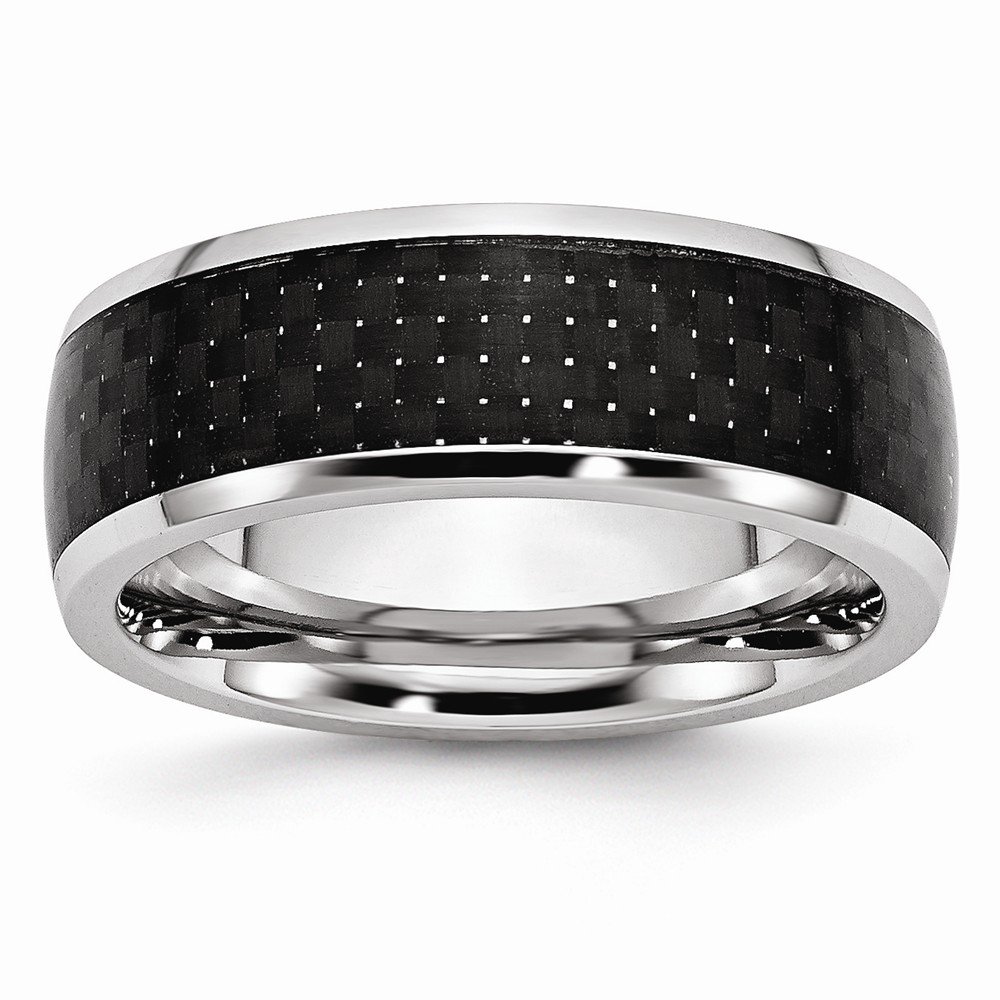 Premium Solid Cobalt Black Carbon Fiber Inlay 8mm Men's Wedding Band Ring - Durable & Comfortable for Everyday Wear, Anniversary Gifts & Special Occasions