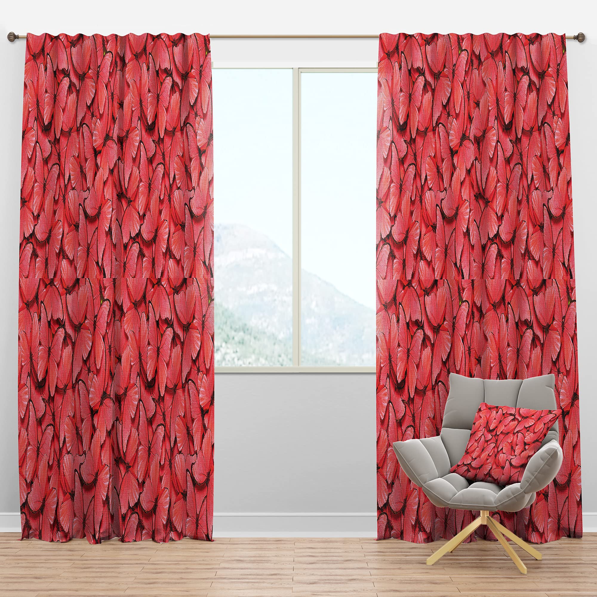 DesignQ Blackout Curtains 'Coral Pink Butterflies' - Thermal Insulated Room Darkening Drapes for Bedroom & Living Room - Single Panel 52x90 Inches - Perfect for Sleep, Privacy & Energy Efficiency