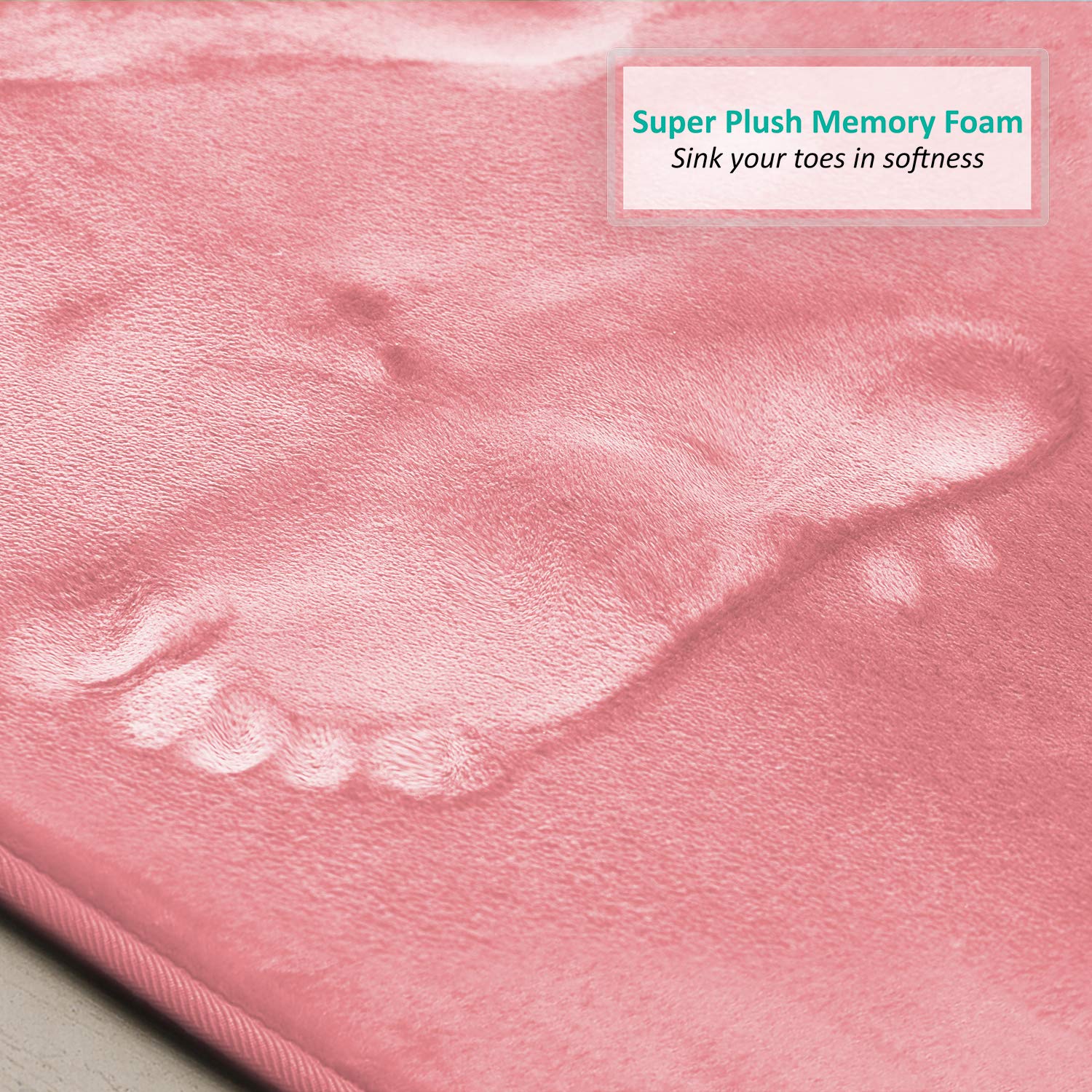 Clara Clark 3-Piece Memory Foam Bathroom Rug Set - Non-Slip Absorbent Velvet Bath Mat, Fast Drying Contour Rug (20