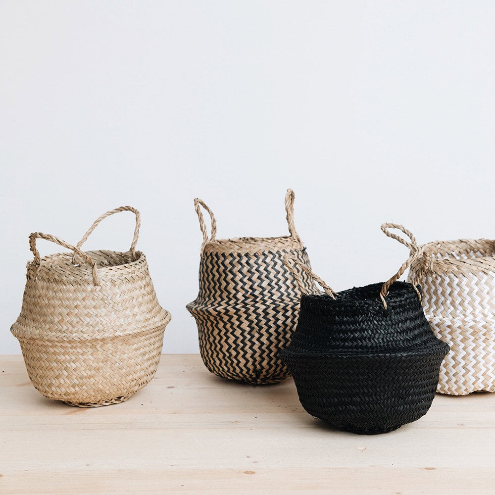 Mini Belly Basket Natural - Handwoven Rattan Storage Bin for Home Organization, Nursery, or Laundry Room - Perfect for Toys, Blankets, and Essentials