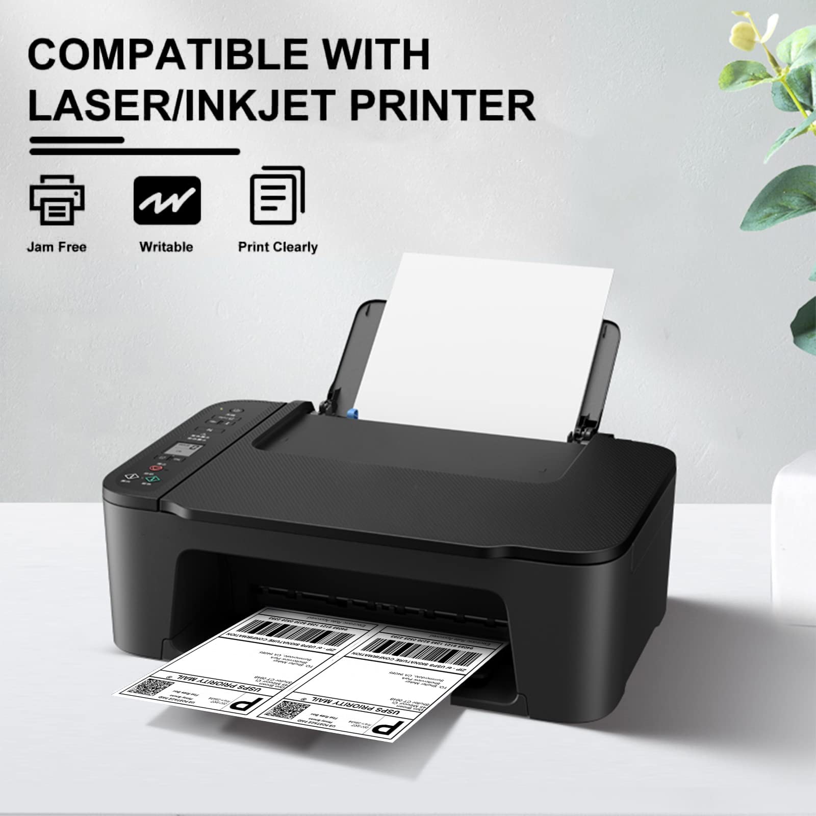 LabelMore Half Sheet Self-Adhesive Shipping Labels for Laser & Inkjet Printers - White (10000 Labels) - Perfect for E-commerce, Business Shipping & Package Labeling