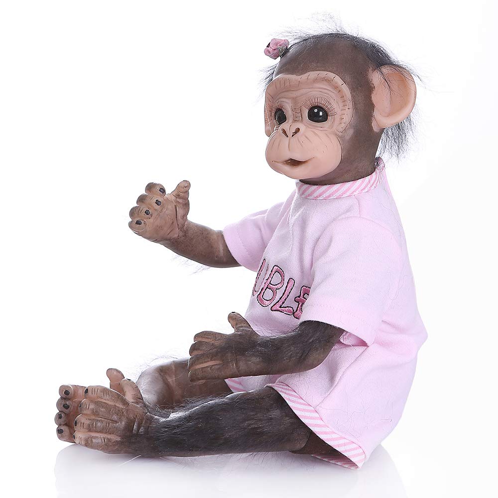 Handmade 16-Inch Reborn Baby Monkey Orangutan Art Doll - Realistic Black Collectible for Nursery Decor, Gift, or Display