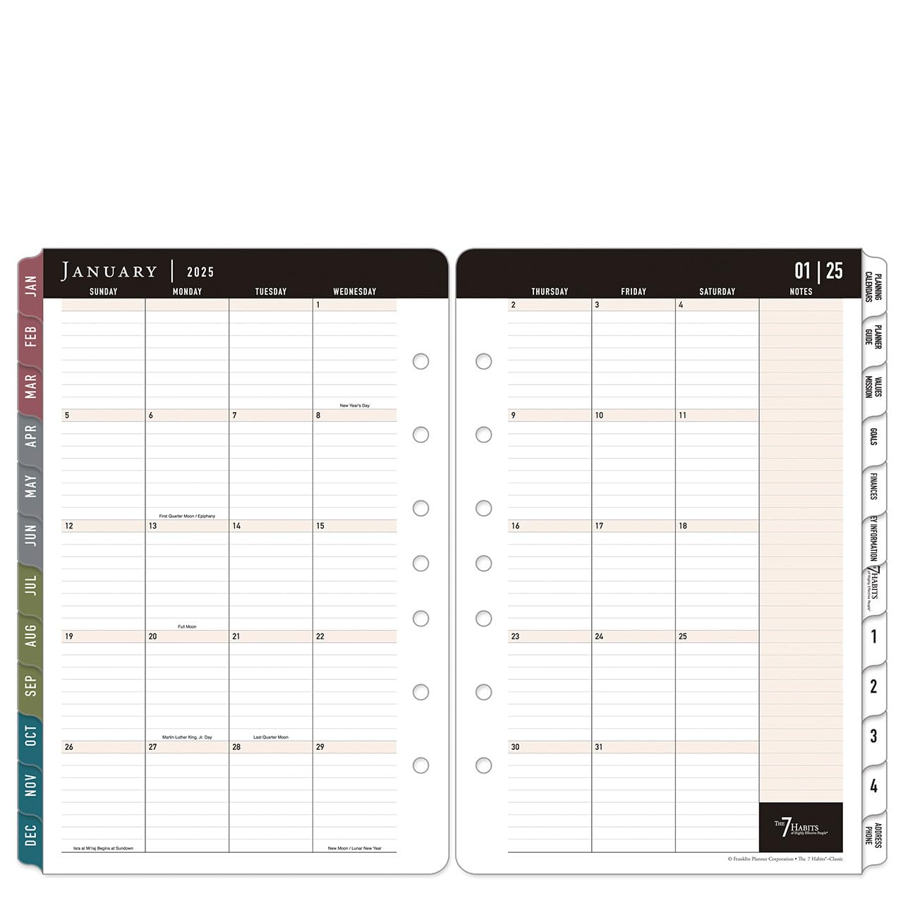 FranklinCovey 7 Habits Two Page Per Day Ring-Bound Planner 2025 (Classic Edition, January - December) - Daily Productivity Organizer for Goal Setting & Time Management - Perfect for Professionals, Students & Entrepreneurs
