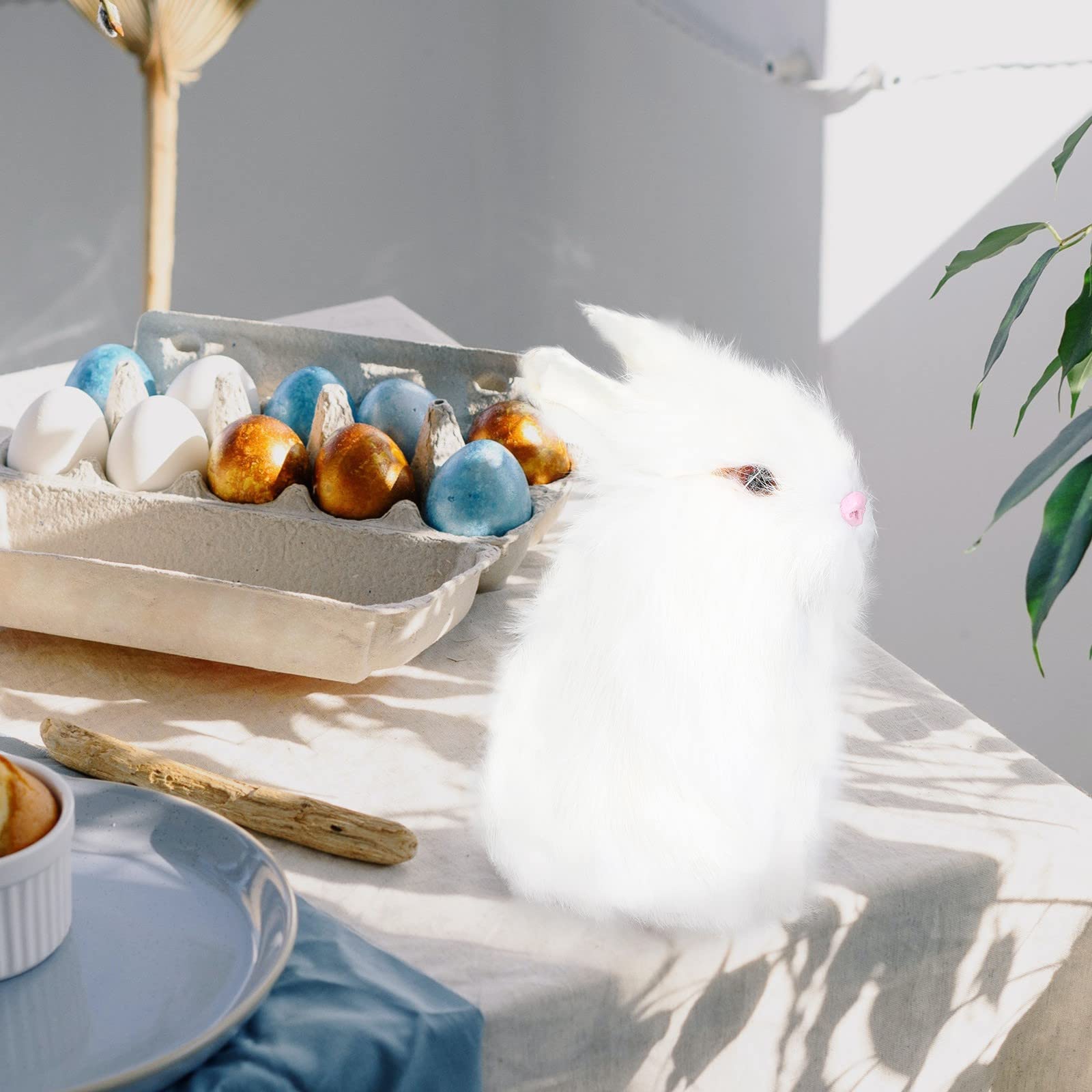 LUOZZY White Easter Bunny Figurine - Cute Garden Decor, Easter Party Supplies for Outdoor Yard & Home Decoration - Perfect for Spring Celebrations & Holiday Festivities