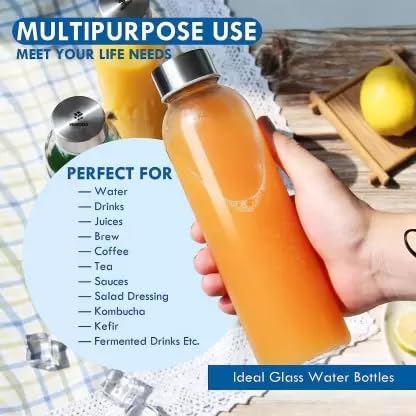 TRU'S 750ml Borosilicate Glass Bottle - Durable, Chemical Resistant, Transparent Water Bottle for Hot & Cold Drinks - Airtight Leakproof Seal - Ideal for Home, Office, Travel, Gym, Yoga & Sports - Eco-Friendly Reusable Drinkware