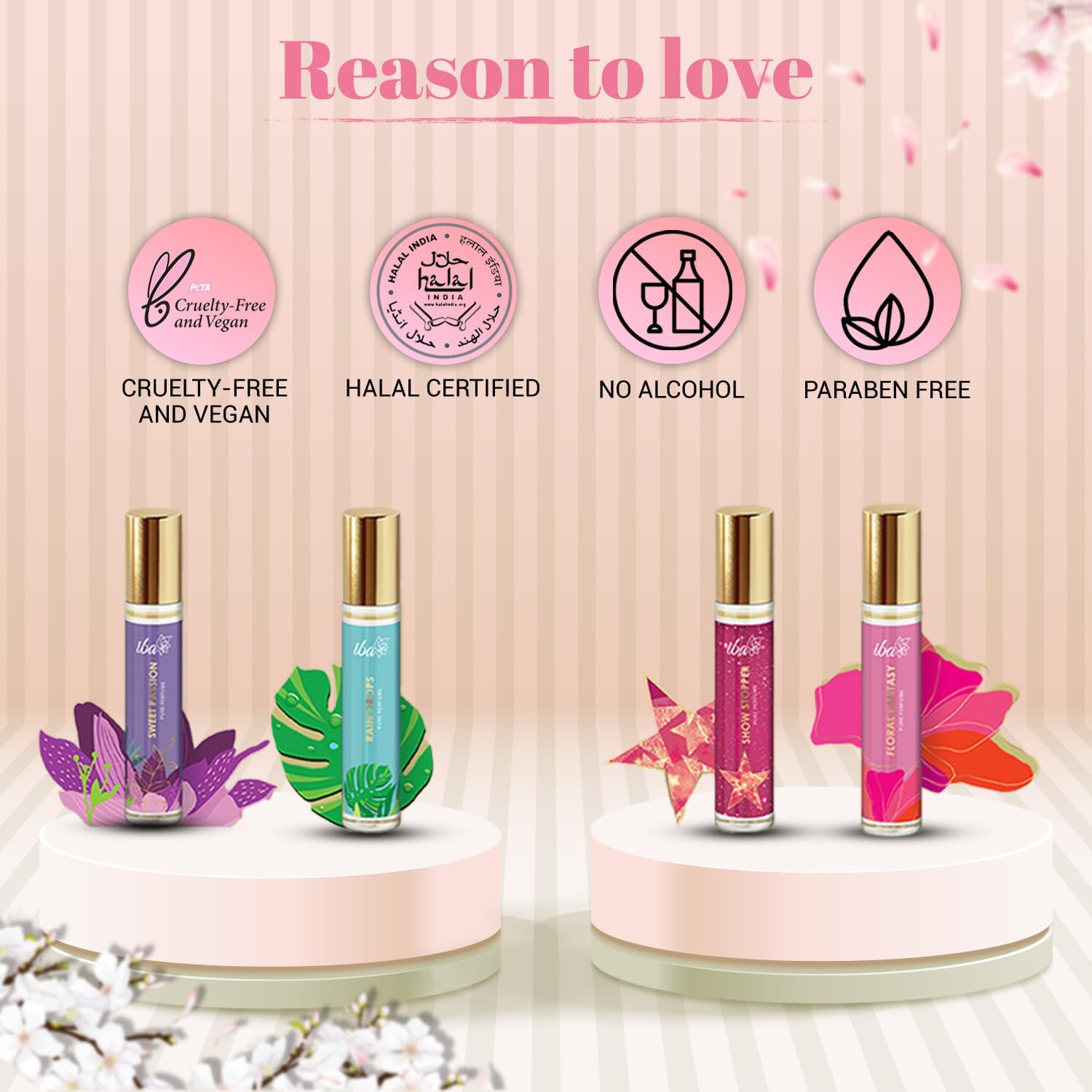 Luxury Women's Perfume Gift Set (4 x 10ml) - Aqua, Fruity, Floral, Woody, Musky & Spicy Long Lasting Fragrances | Alcohol-Free Roll-On Perfume Set for Everyday Wear, Date Night & Special Occasions